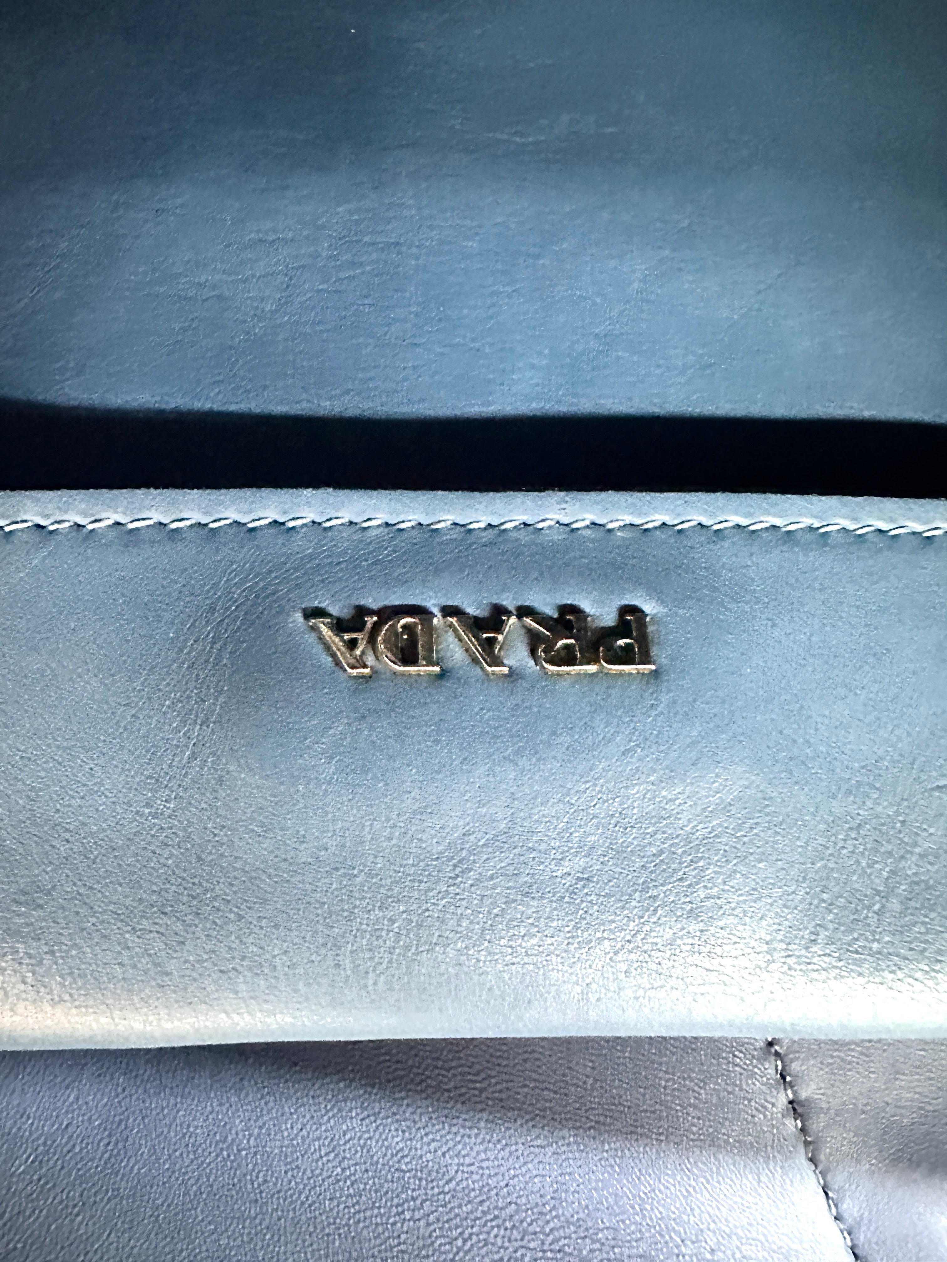 Prada Galleria Blue Saffiano Leather Large Size Handle Bag PR343