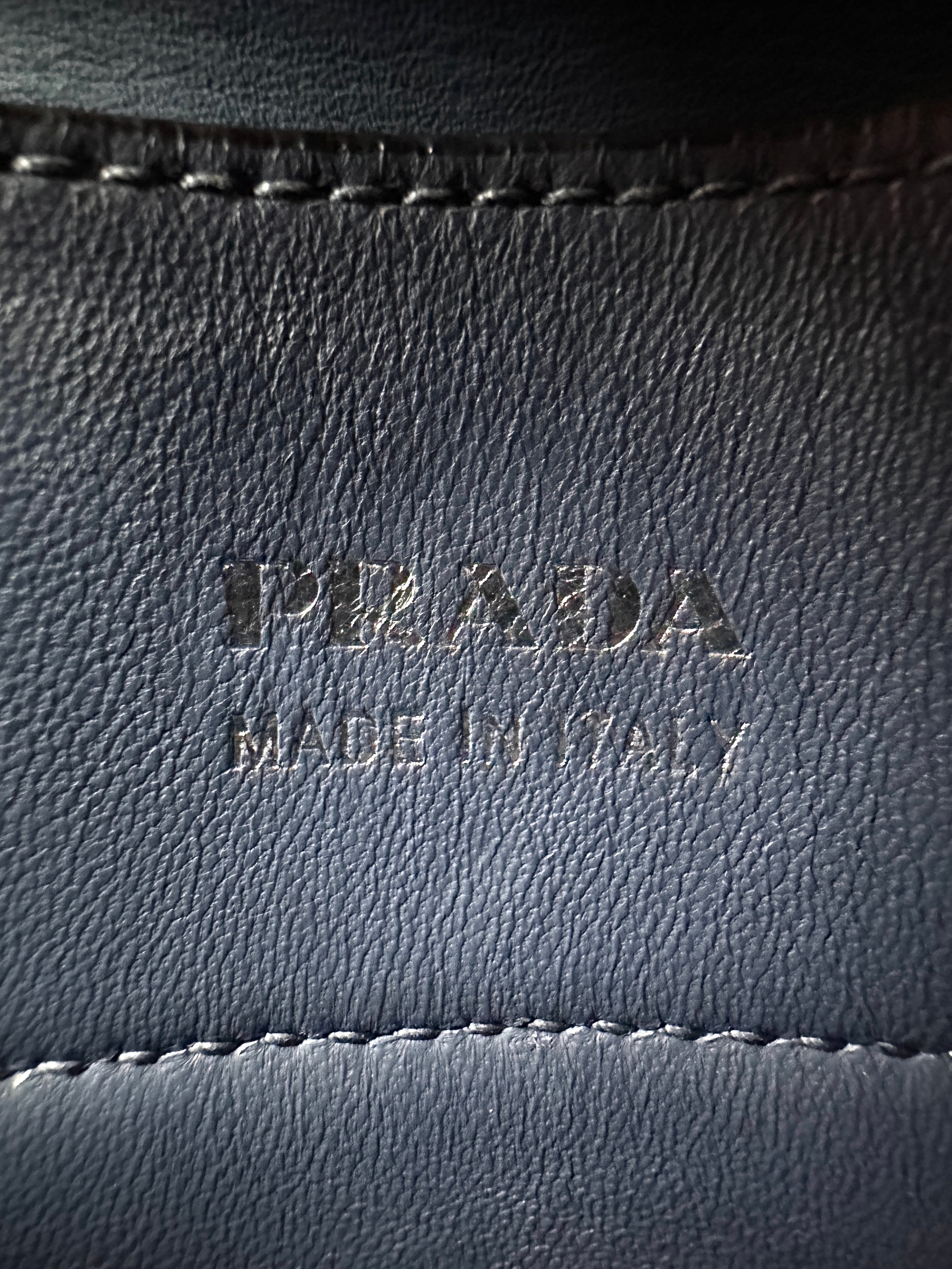 Prada Galleria Blue Saffiano Leather Large Size Handle Bag PR343