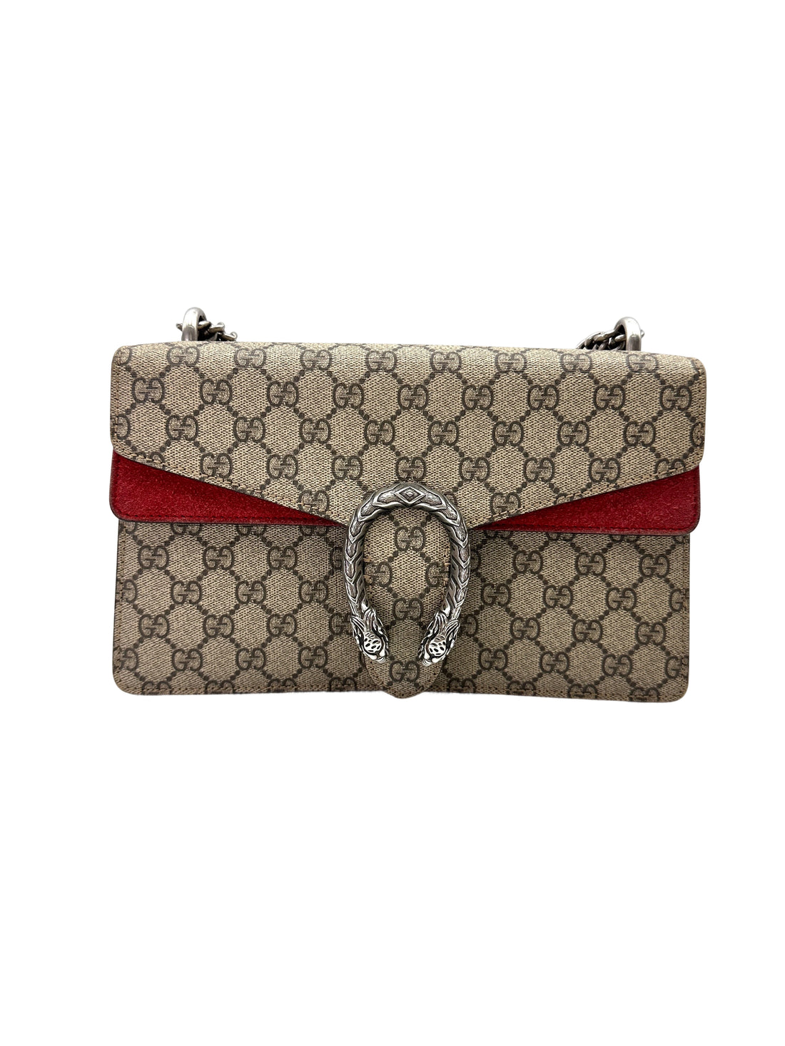Gucci Dionysus GG Supreme Canvas Medium Size Shoulder Bag With Red Tirm GG1000