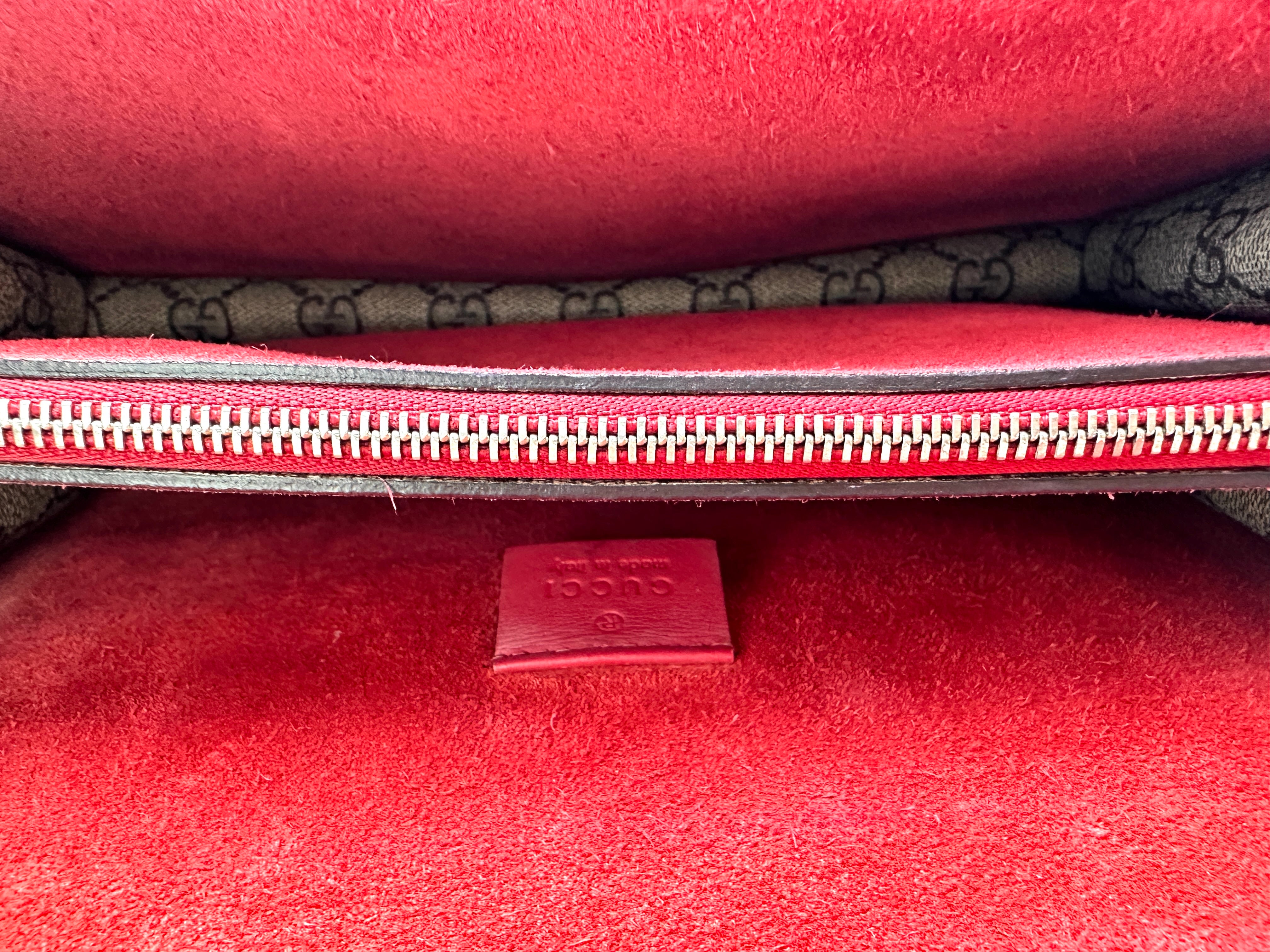 Gucci Dionysus GG Supreme Canvas Medium Size Shoulder Bag With Red Tirm GG1000