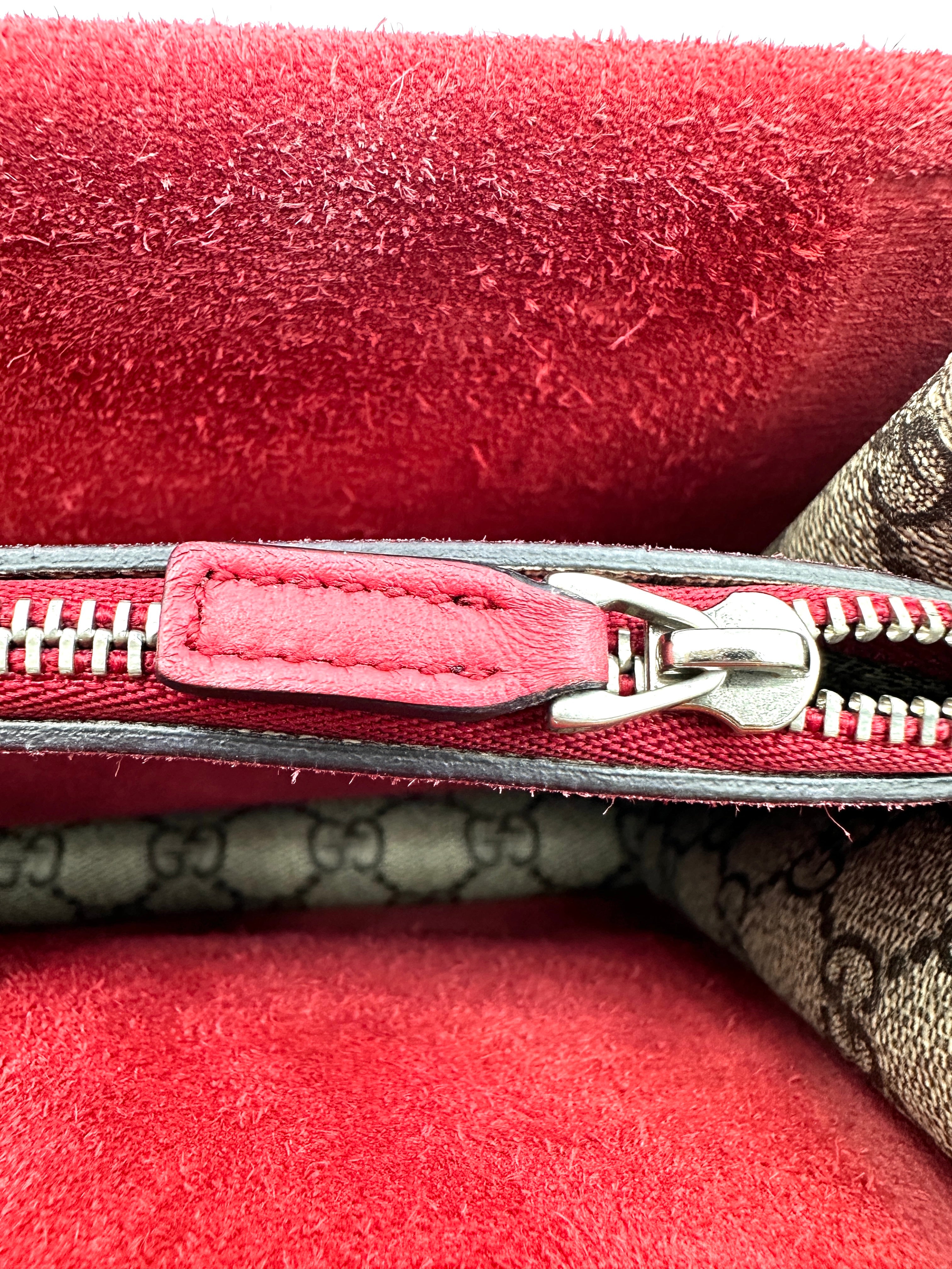 Gucci Dionysus GG Supreme Canvas Medium Size Shoulder Bag With Red Tirm GG1000