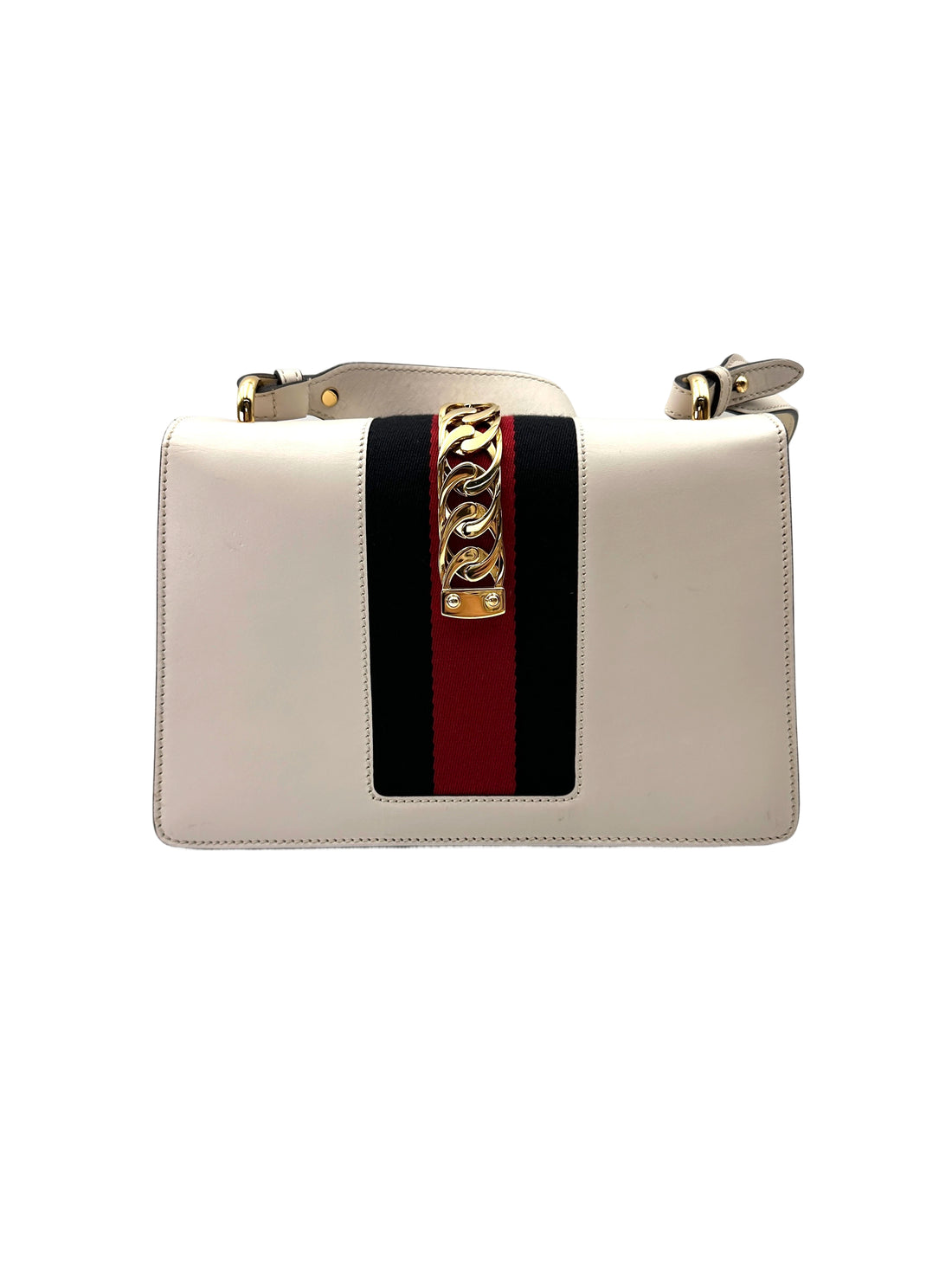 Gucci Sylvie White Leather Medium Size Shoulder Bag GG1004
