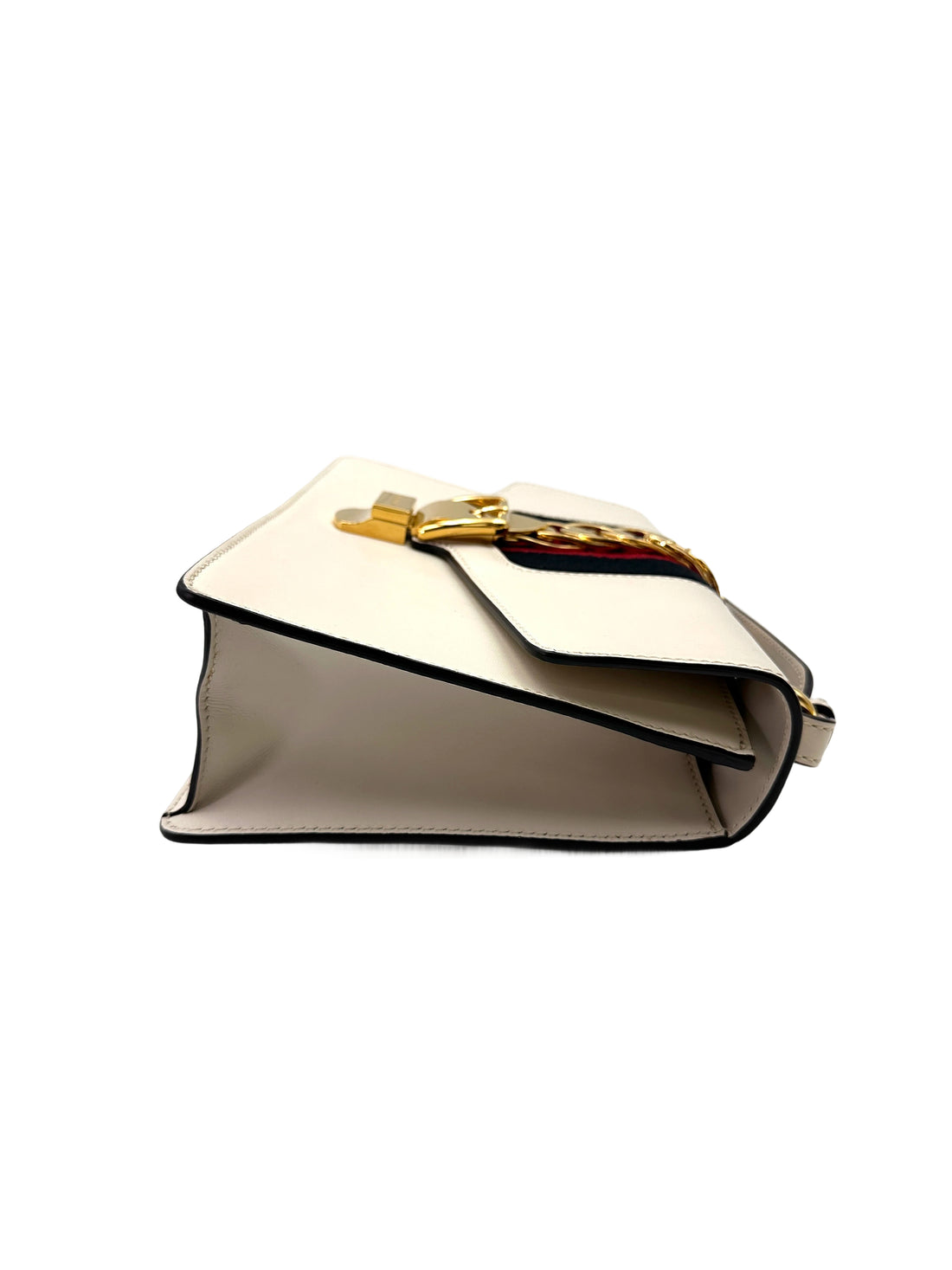 Gucci Sylvie White Leather Medium Size Shoulder Bag GG1004