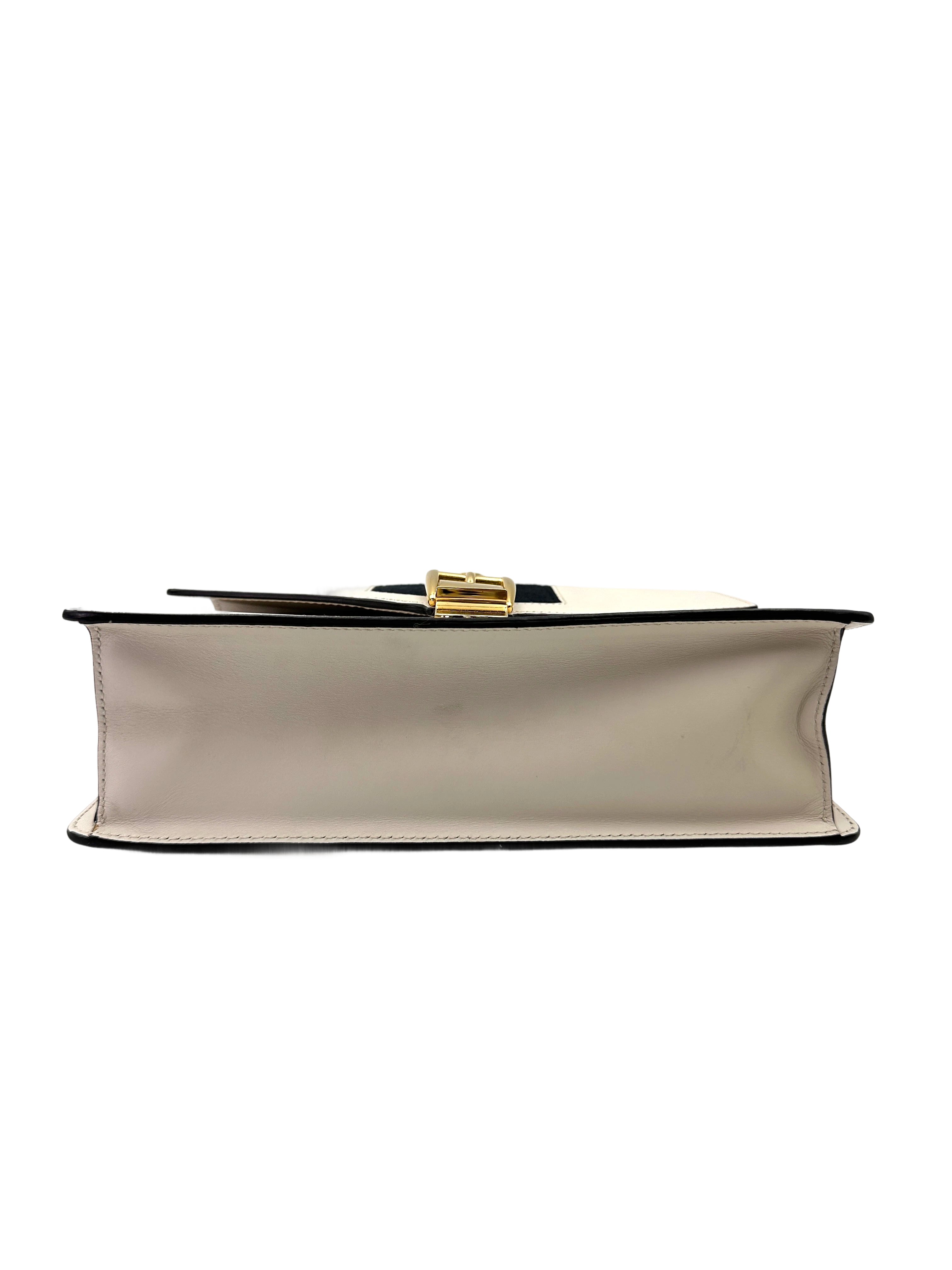 Gucci Sylvie White Leather Medium Size Shoulder Bag GG1004