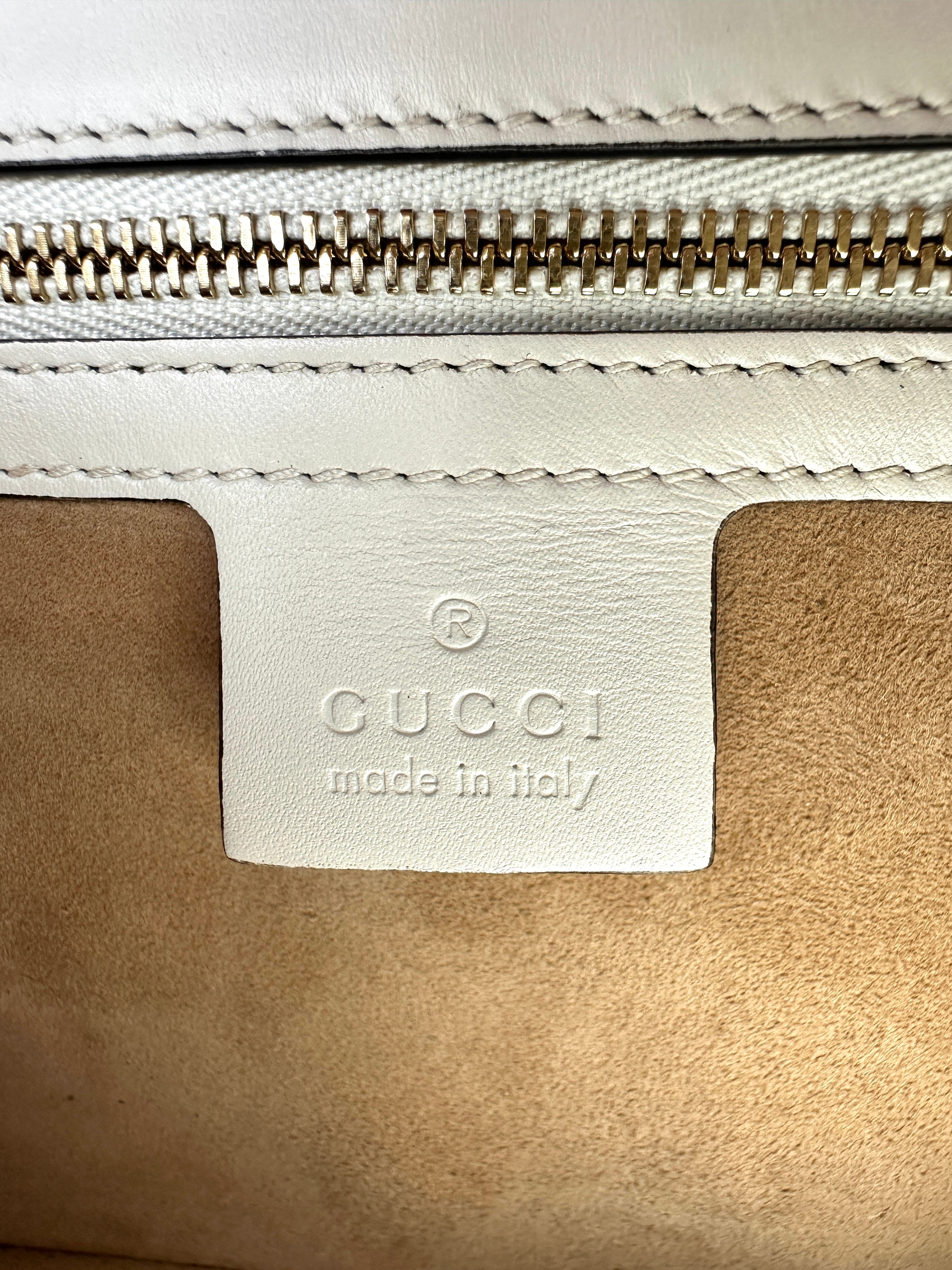Gucci Sylvie White Leather Medium Size Shoulder Bag GG1004