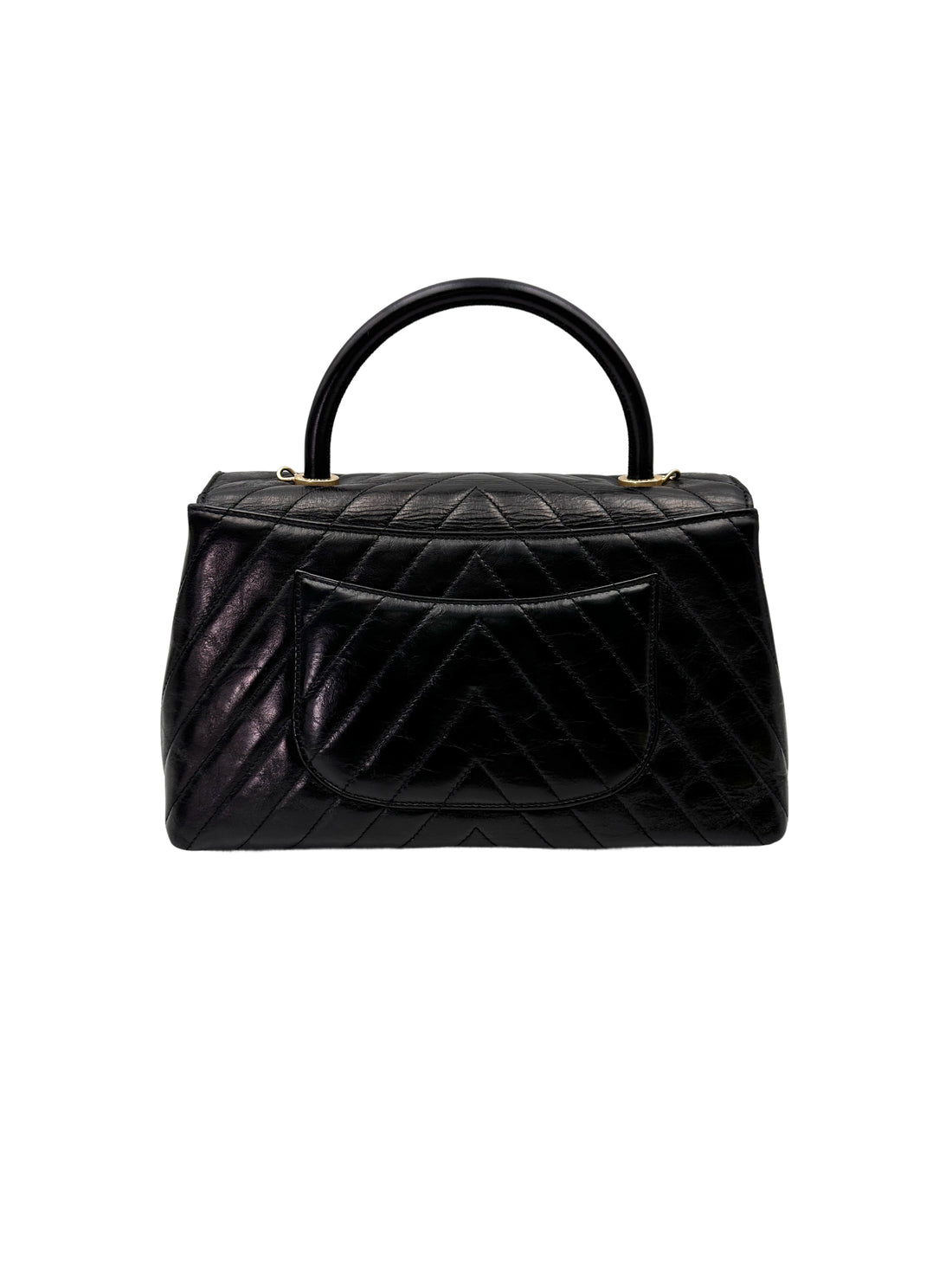 Chanel CoCo Handle Black Chevron Quilted Calfskin Medium Size Shoulder Bag(24***19) CC1970
