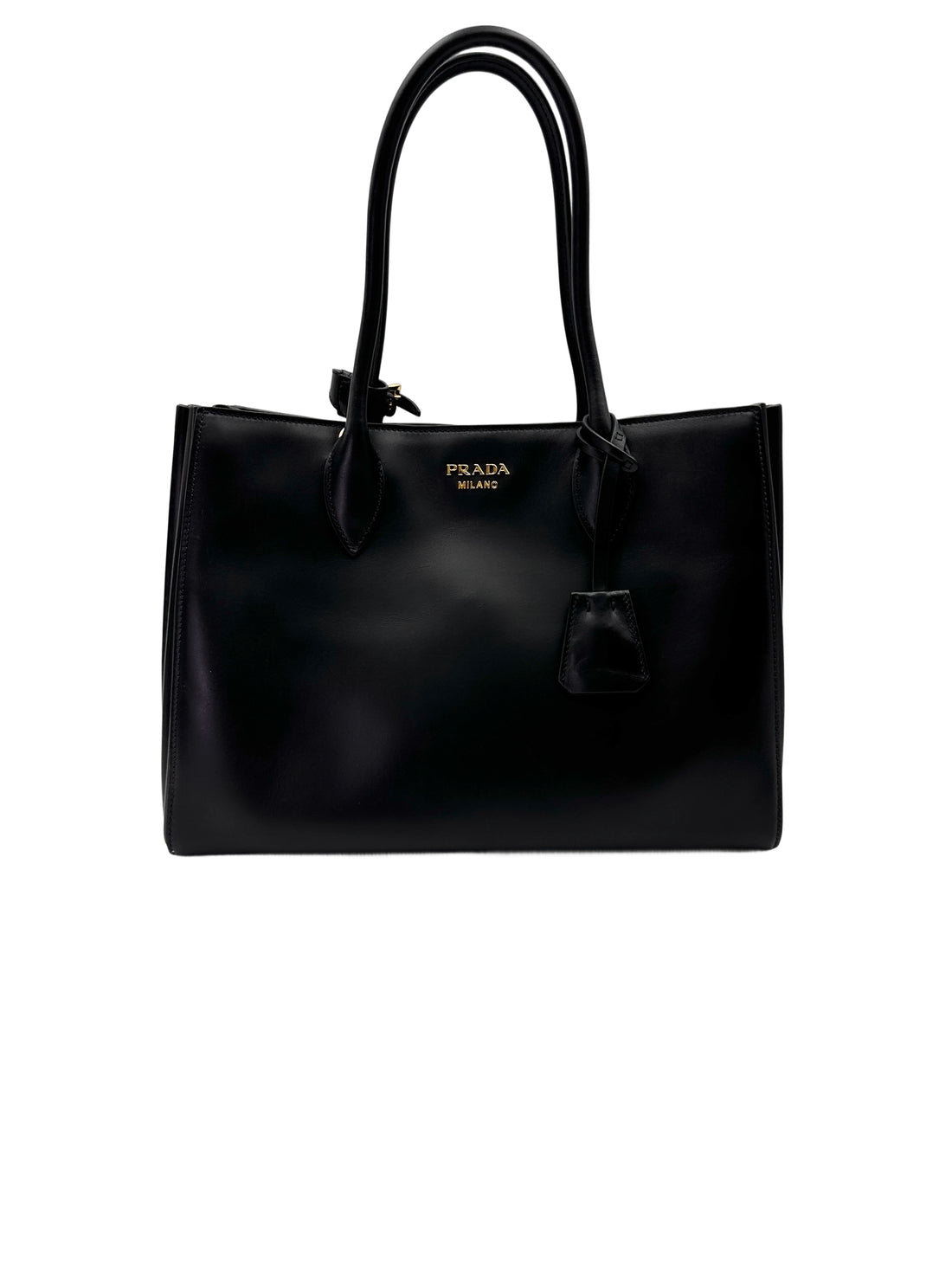 Prada Bibliotheque Black Leather Handle Bag PR345