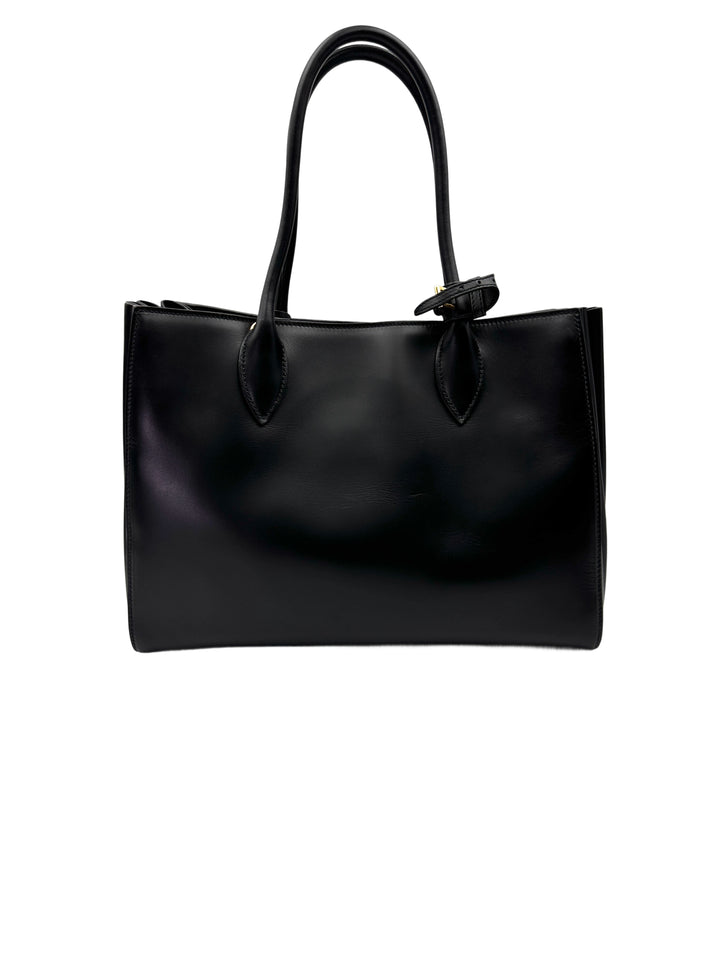 Prada Bibliotheque Black Leather Handle Bag PR345