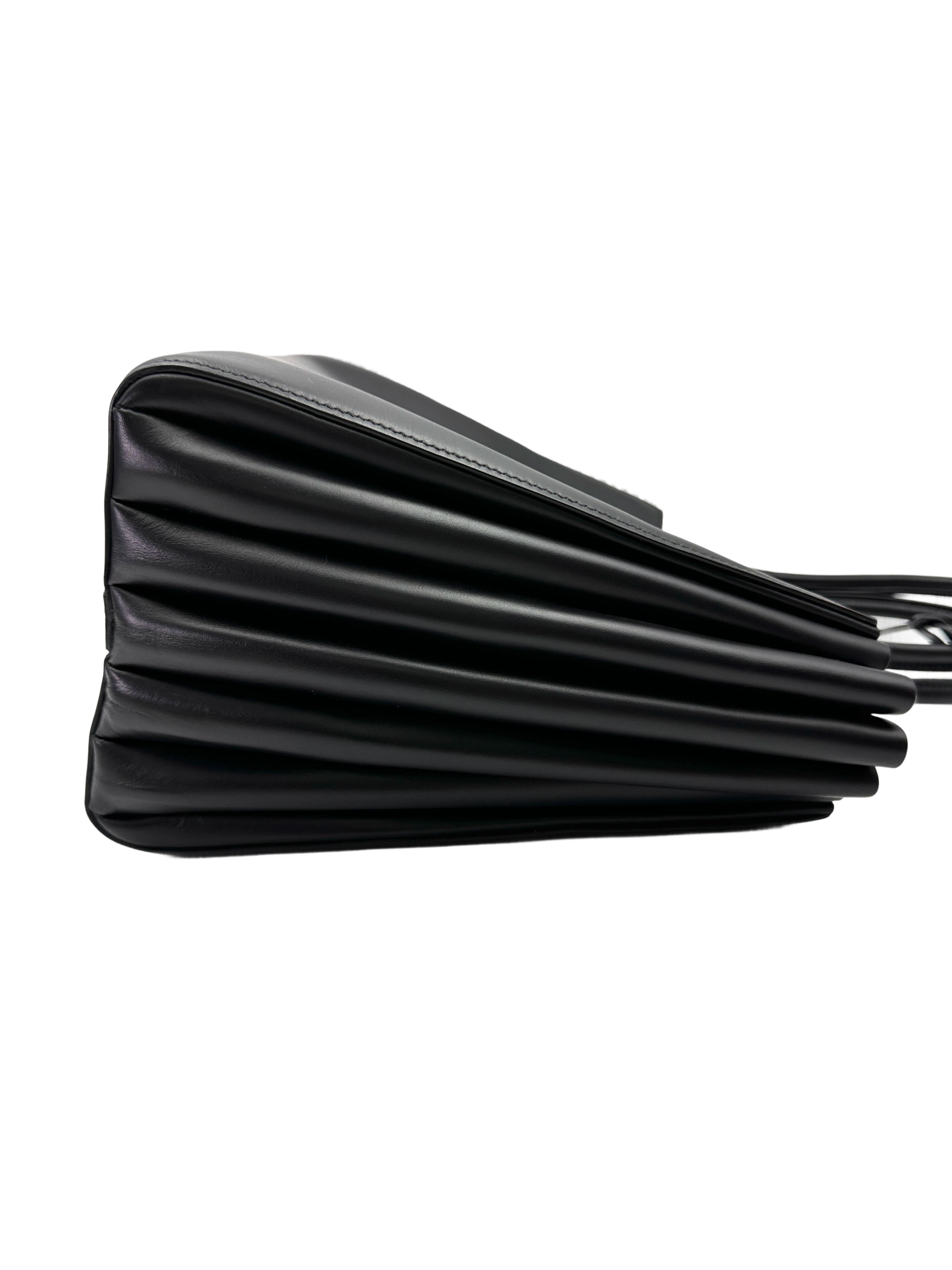Prada Bibliotheque Black Leather Handle Bag PR345