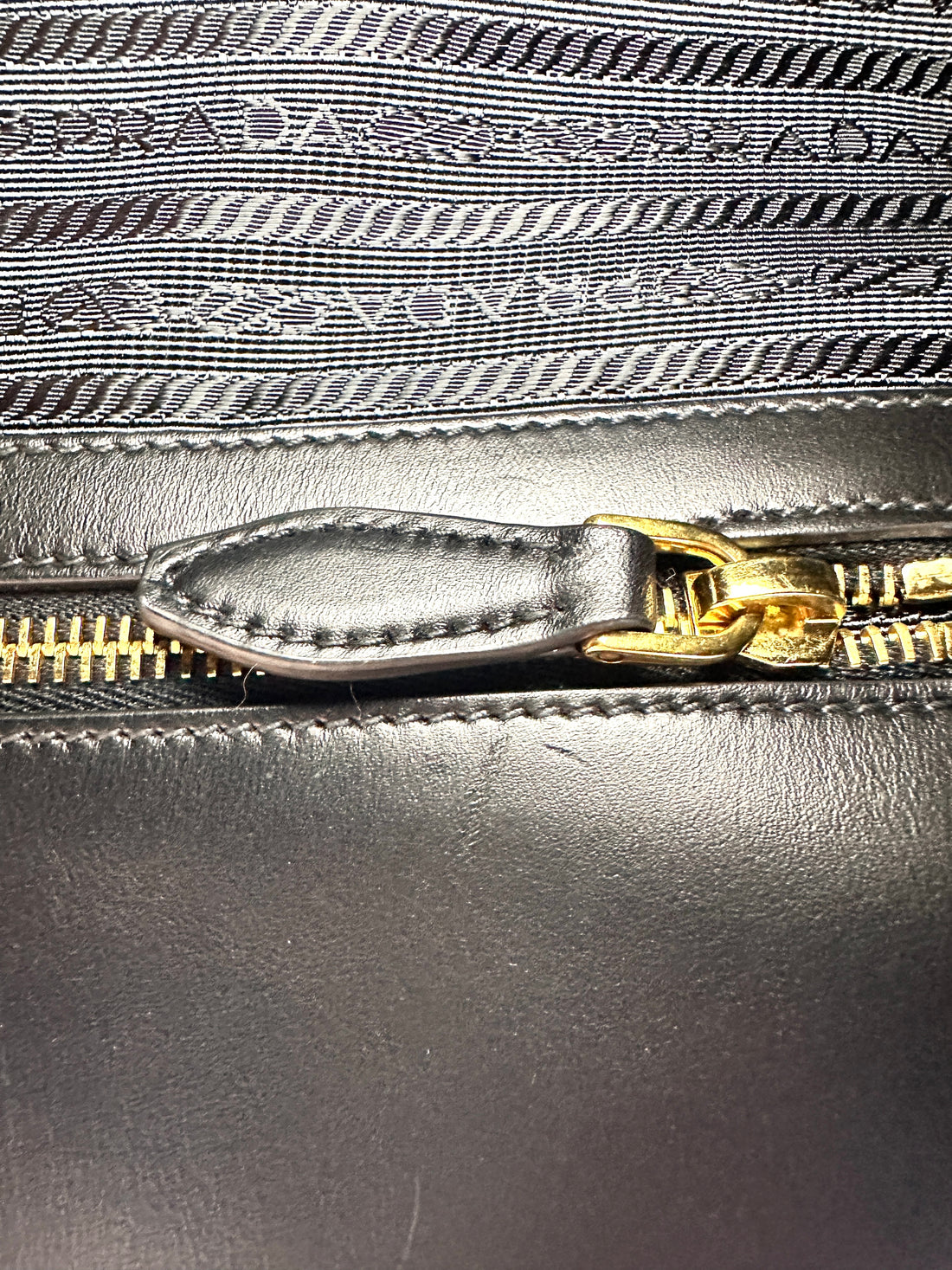 Prada Bibliotheque Black Leather Handle Bag PR345