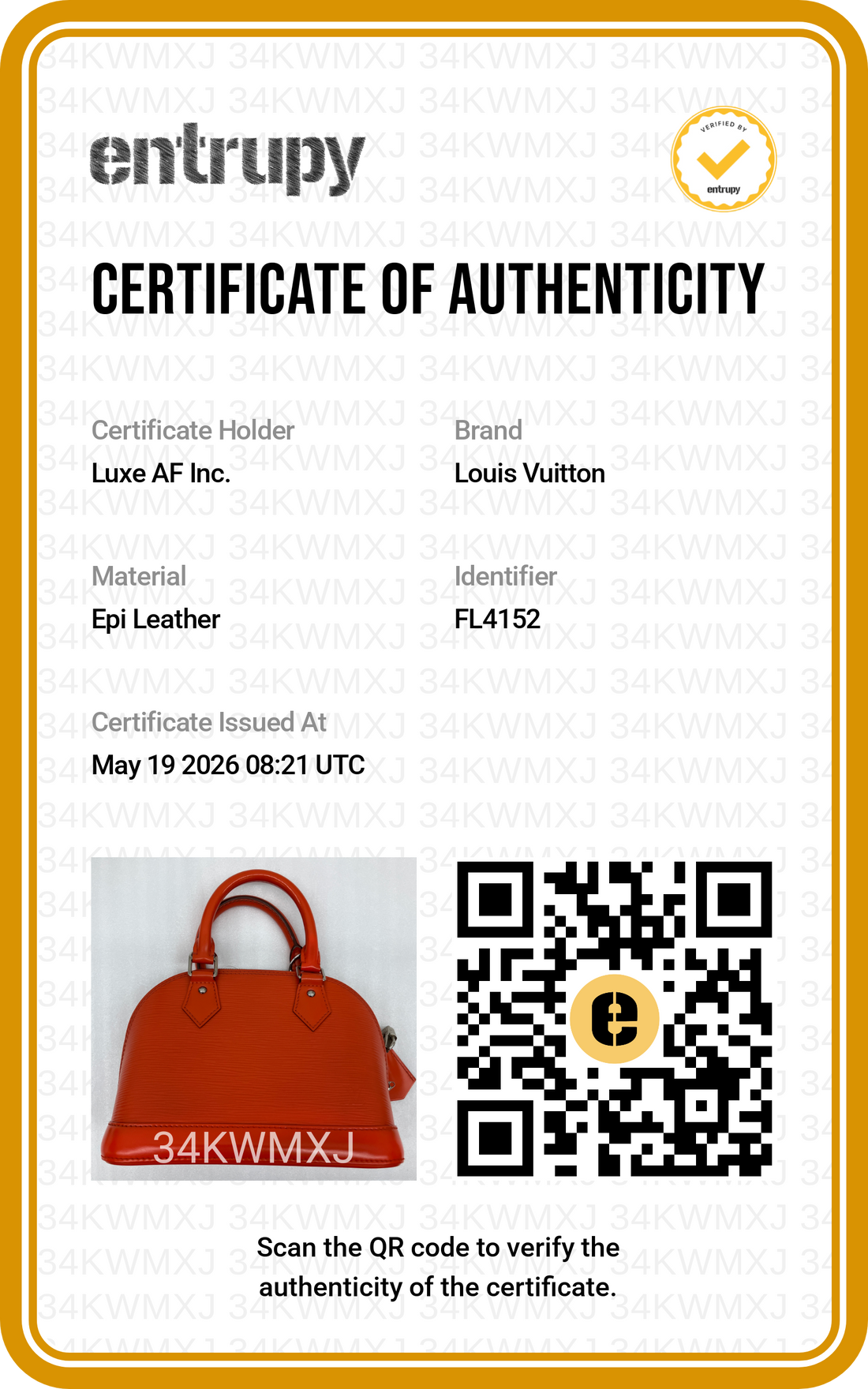 Louis Vuitton Alma BB Orange Epi Leather Handle Bag LV2745
