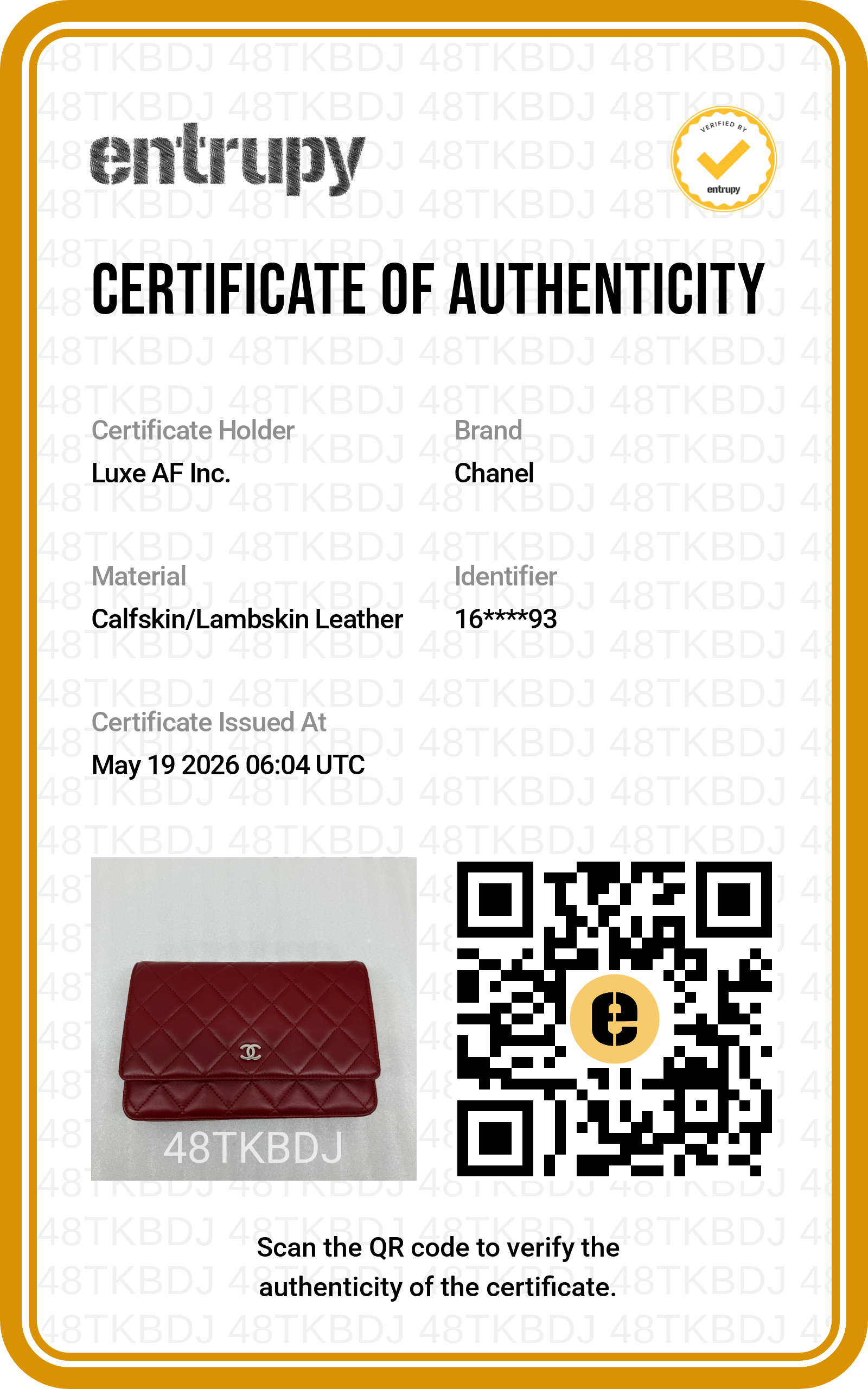Chanel Red Quilted Leather Wallet On Chain(16***93) CC1963