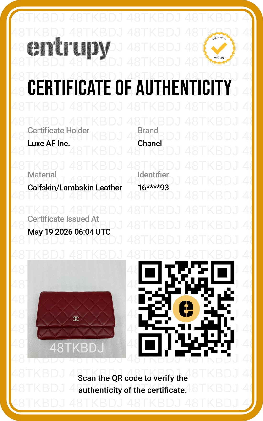 Chanel Red Quilted Leather Wallet On Chain(16***93) CC1963