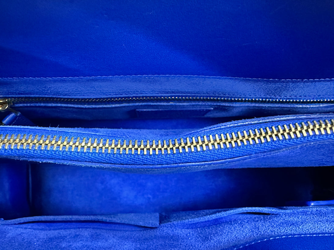 Saint Laurent Sac de Jour Blue Leather Large Size Handle Bag SL235