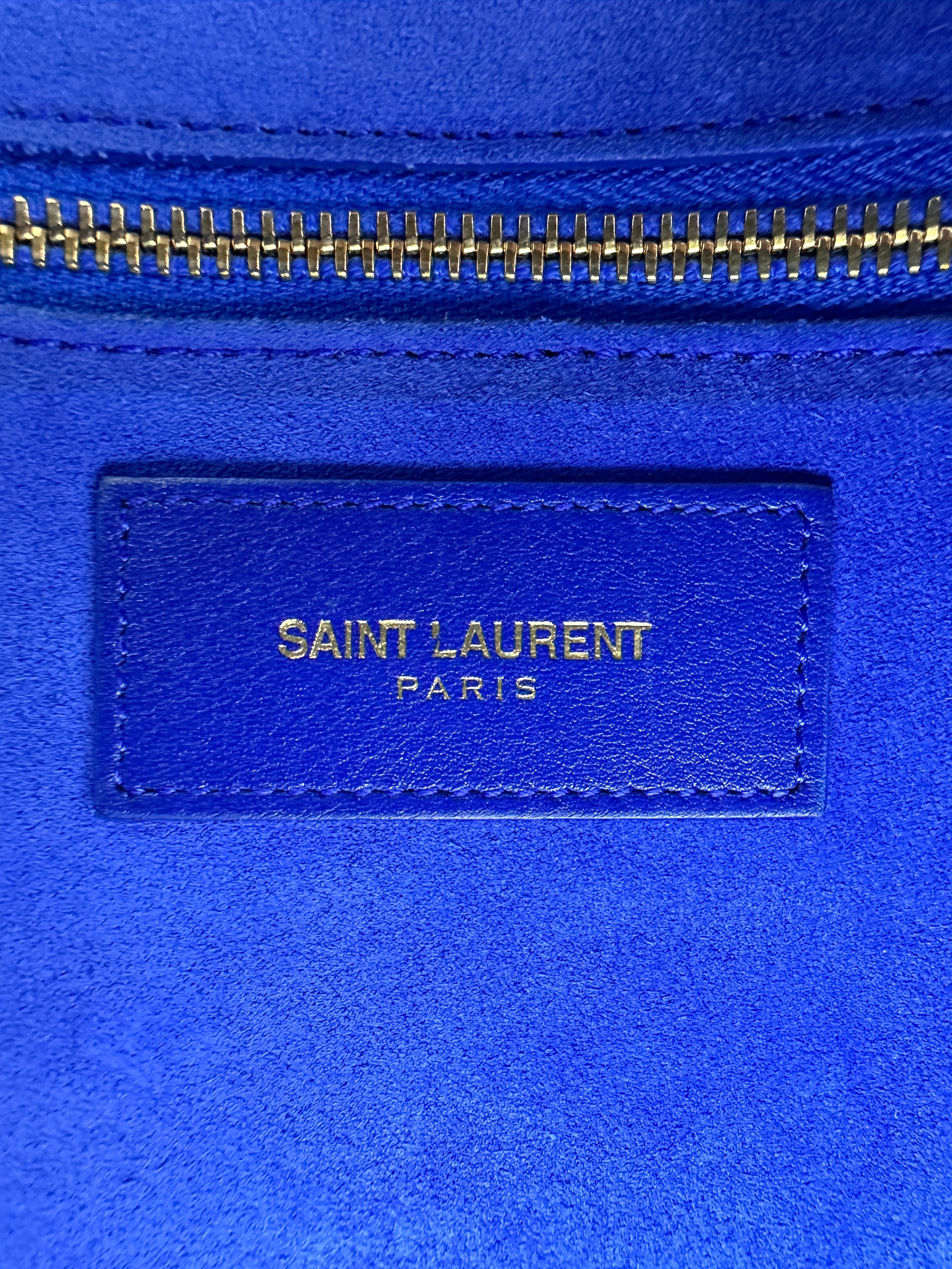 Saint Laurent Sac de Jour Blue Leather Large Size Handle Bag SL235