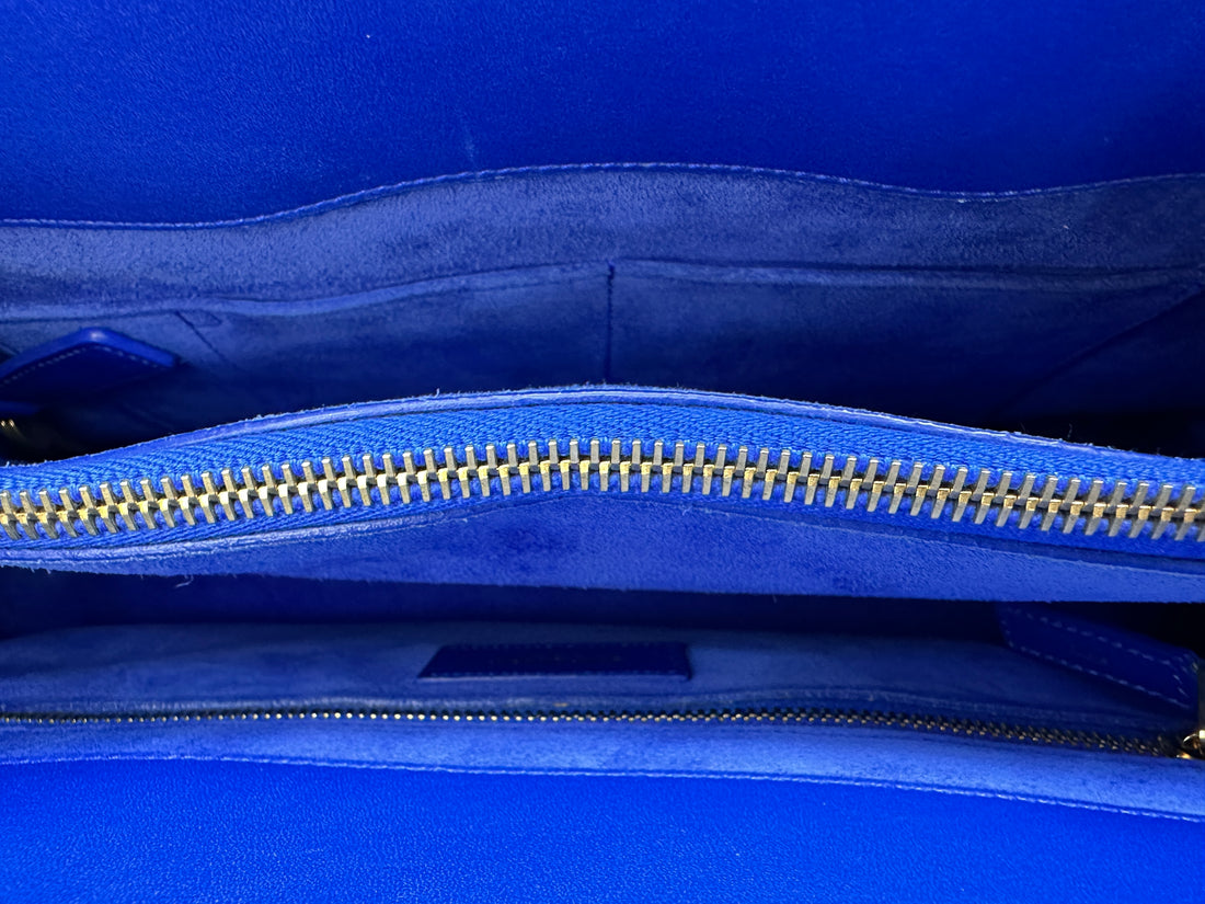 Saint Laurent Sac de Jour Blue Leather Large Size Handle Bag SL235