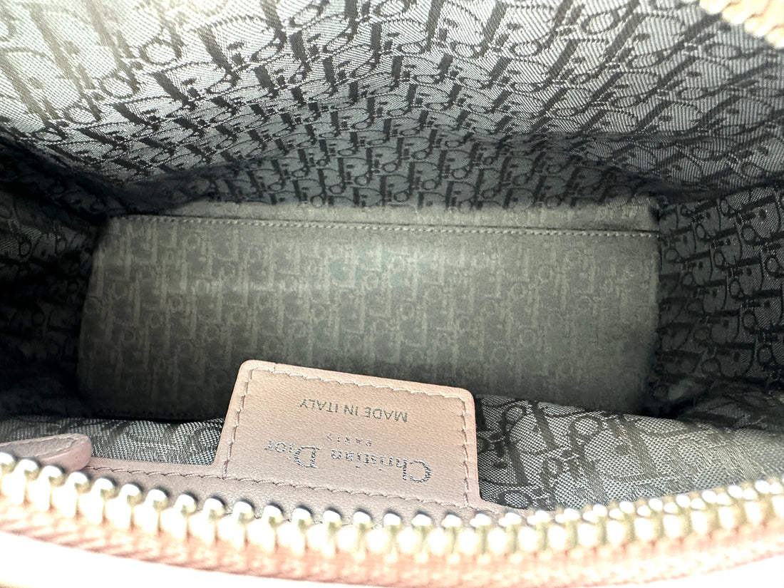 Christian Dior Lady Dior Pink Cannage Lambskin Handle Bag With Silver Charms DR736
