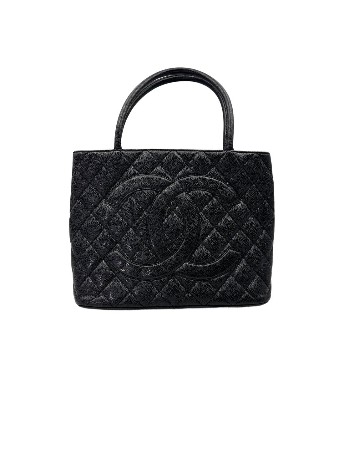 Chanel Medallion Black Quilted Leather Tote Handle Bag(62***96) CC1971