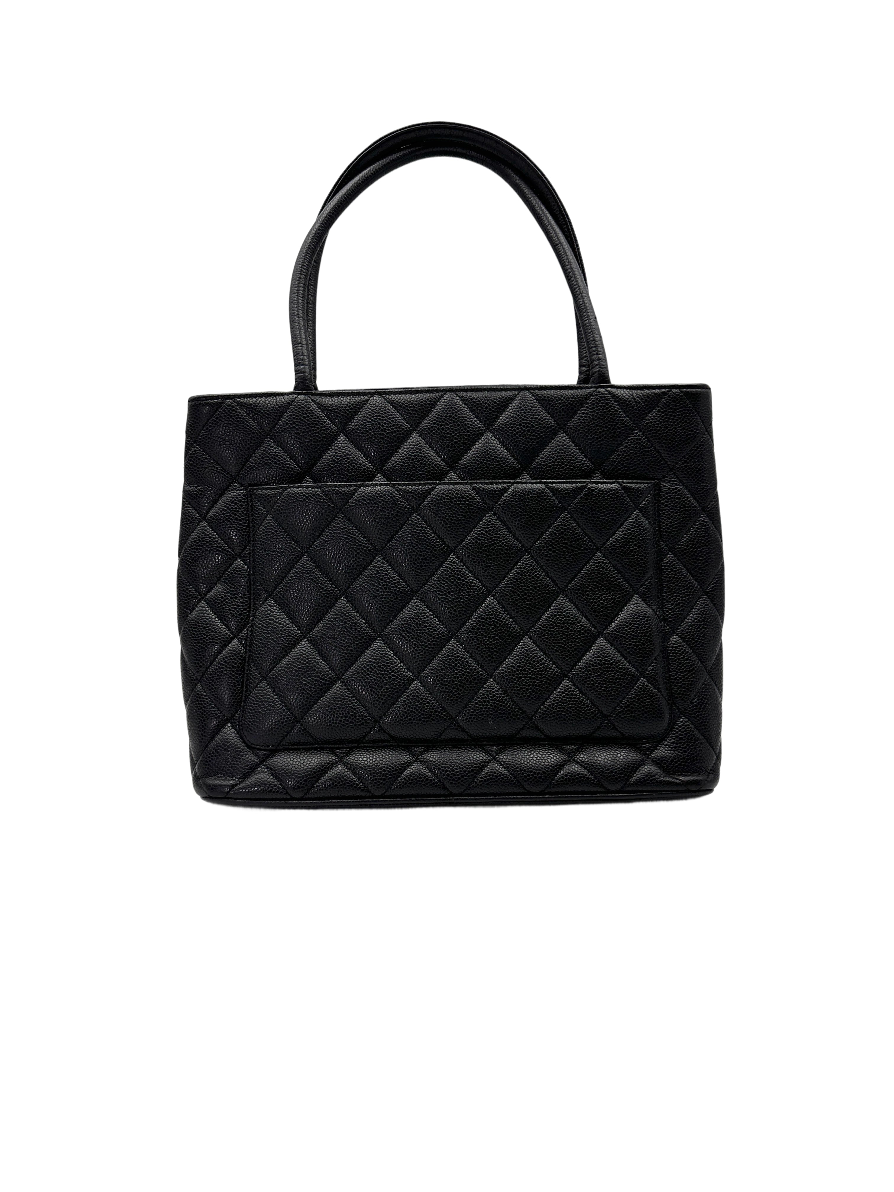 Chanel Medallion Black Quilted Leather Tote Handle Bag(62***96) CC1971