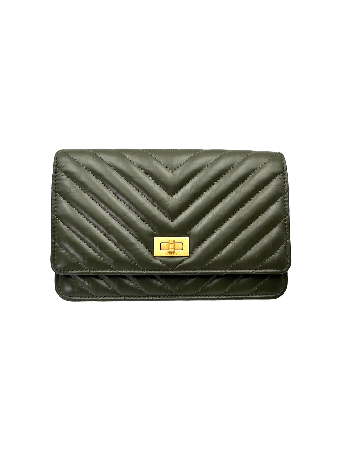 Chanel 2.55 Reissue Green Quilted Leather Wallet On Chain(PX***1J) CC1972