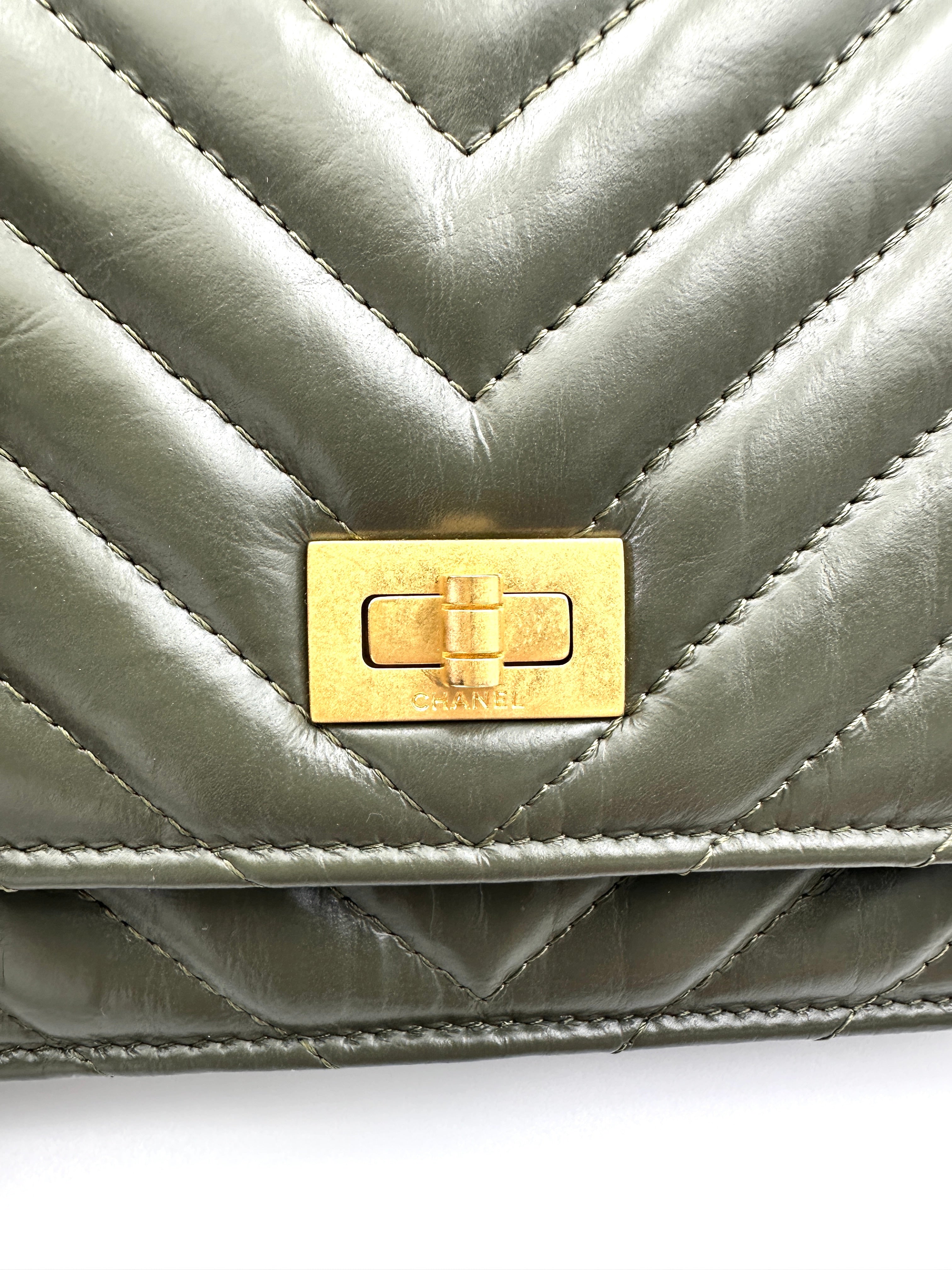 Chanel 2.55 Reissue Green Quilted Leather Wallet On Chain(PX***1J) CC1972