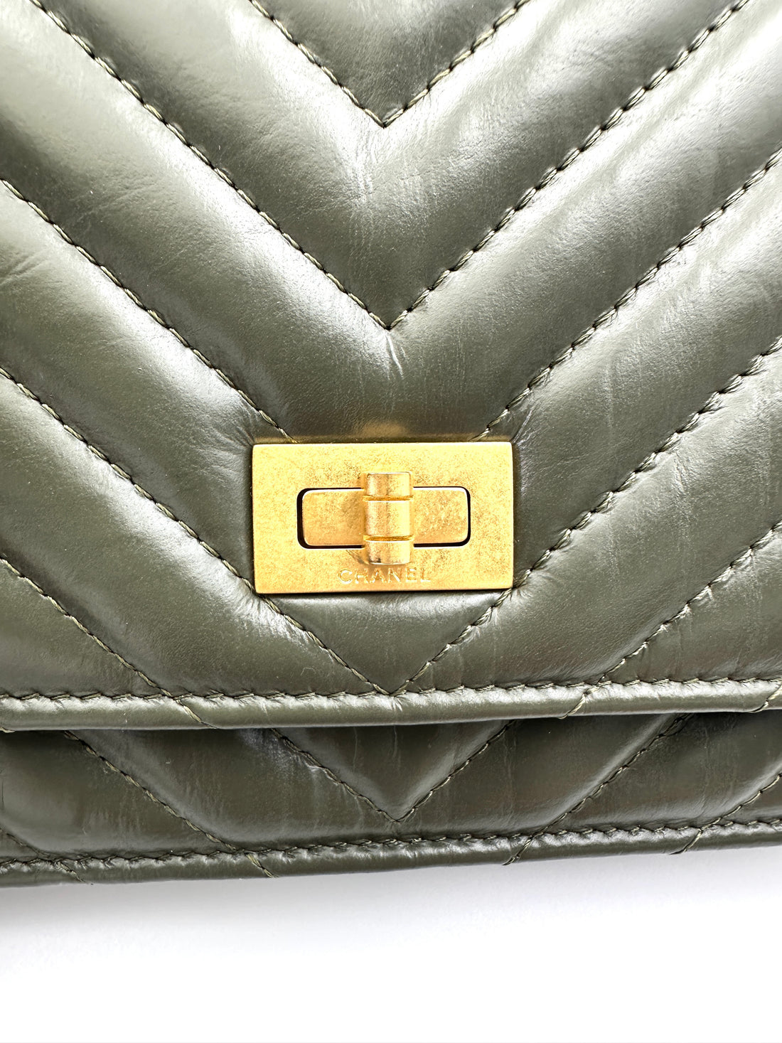 Chanel 2.55 Reissue Green Quilted Leather Wallet On Chain(PX***1J) CC1972