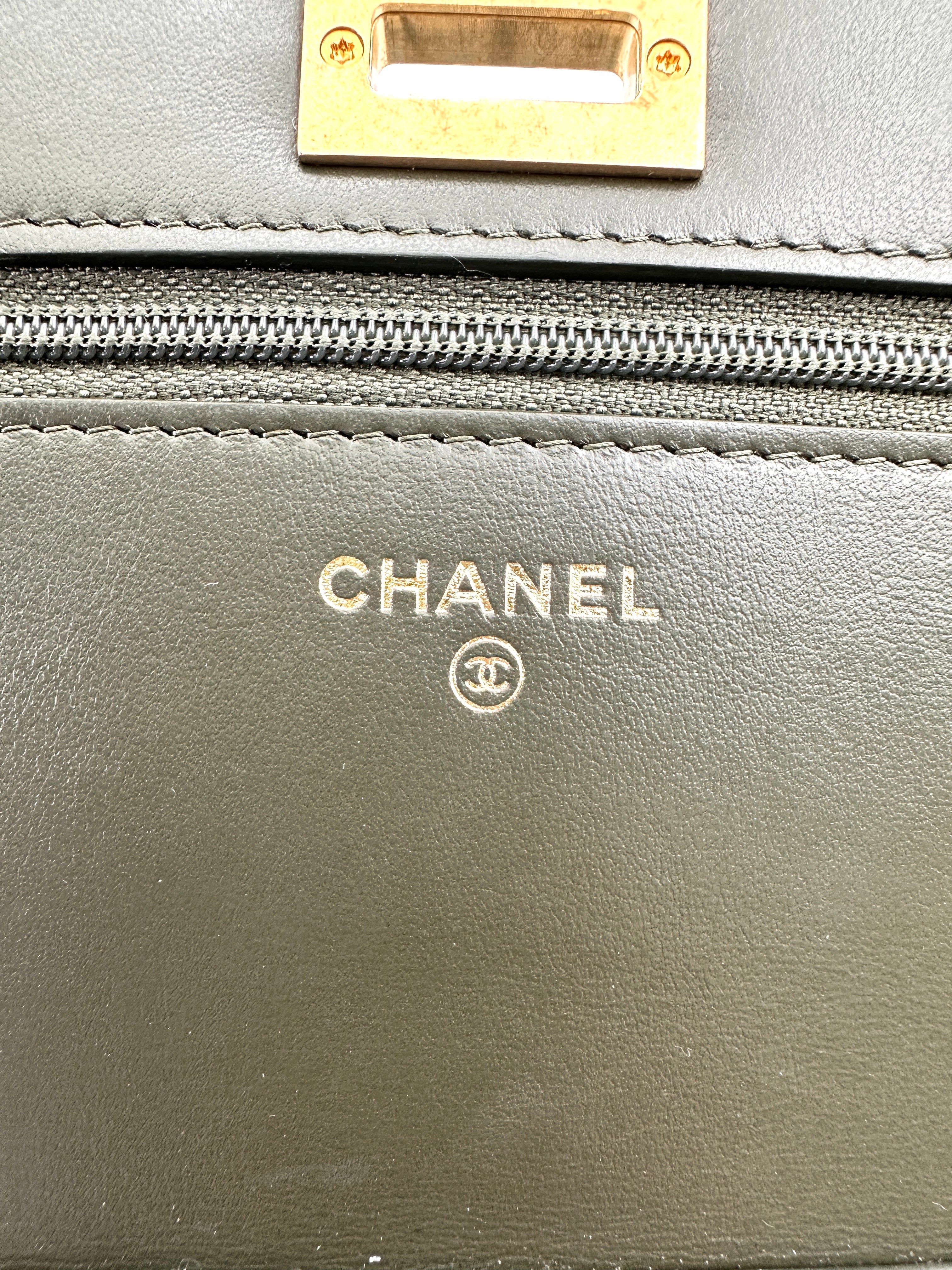 Chanel 2.55 Reissue Green Quilted Leather Wallet On Chain(PX***1J) CC1972