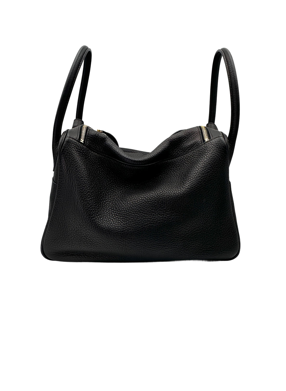 Hermes Lindy34 Black Leather Handle Bag IRIS222