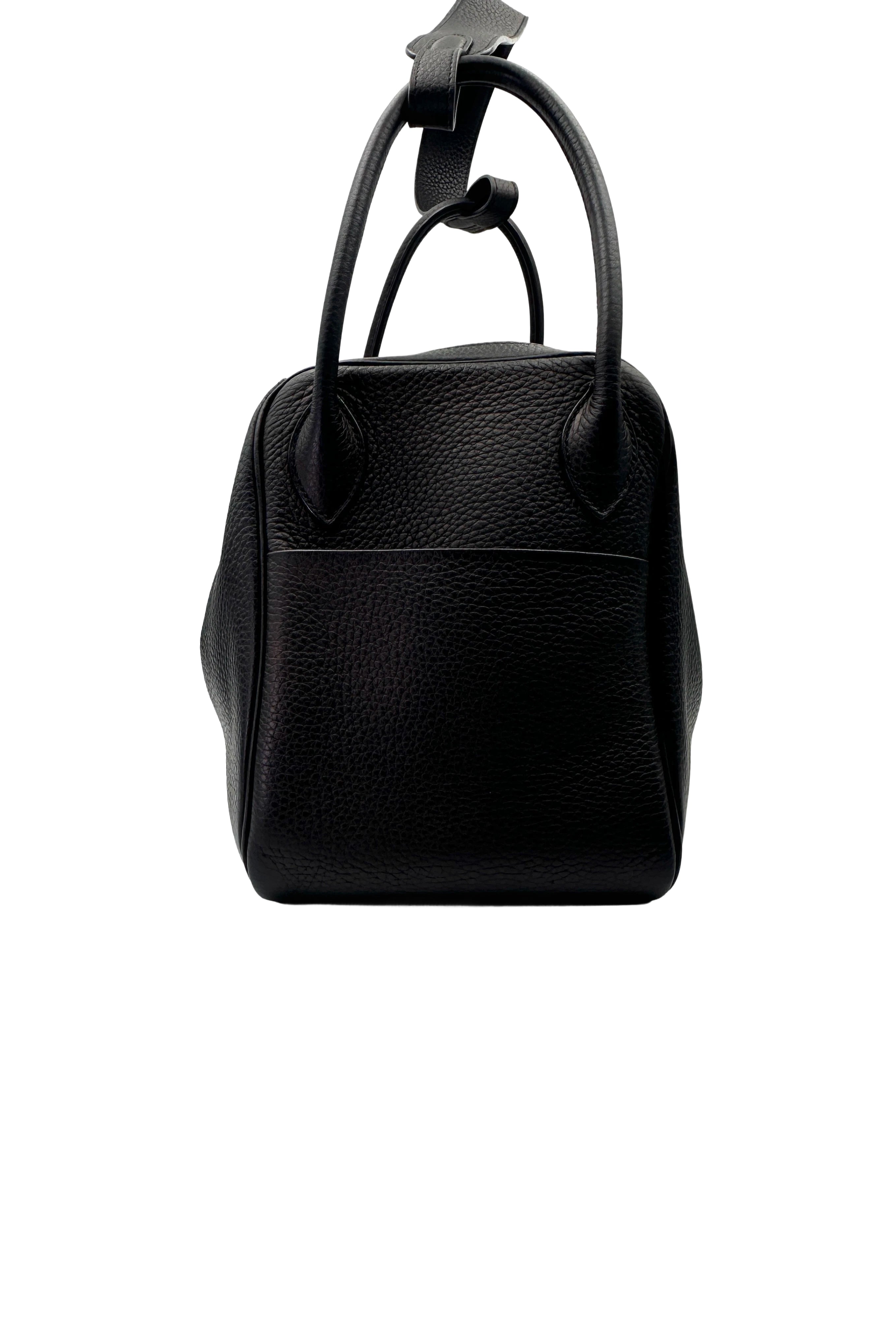 Hermes Lindy34 Black Leather Handle Bag IRIS222