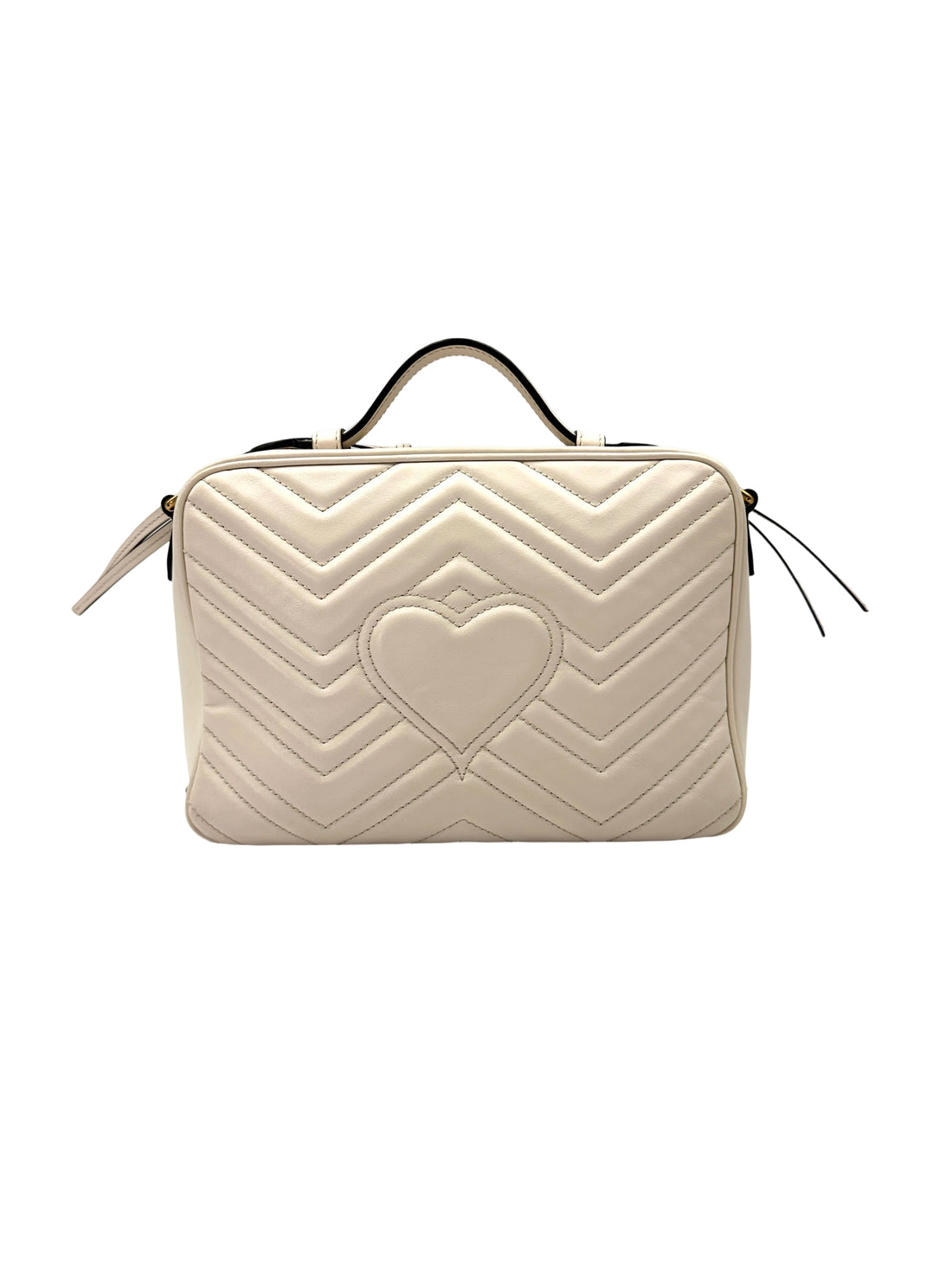 Gucci GG Marmont White Matelasse Leather Top Handle Bag GG1008