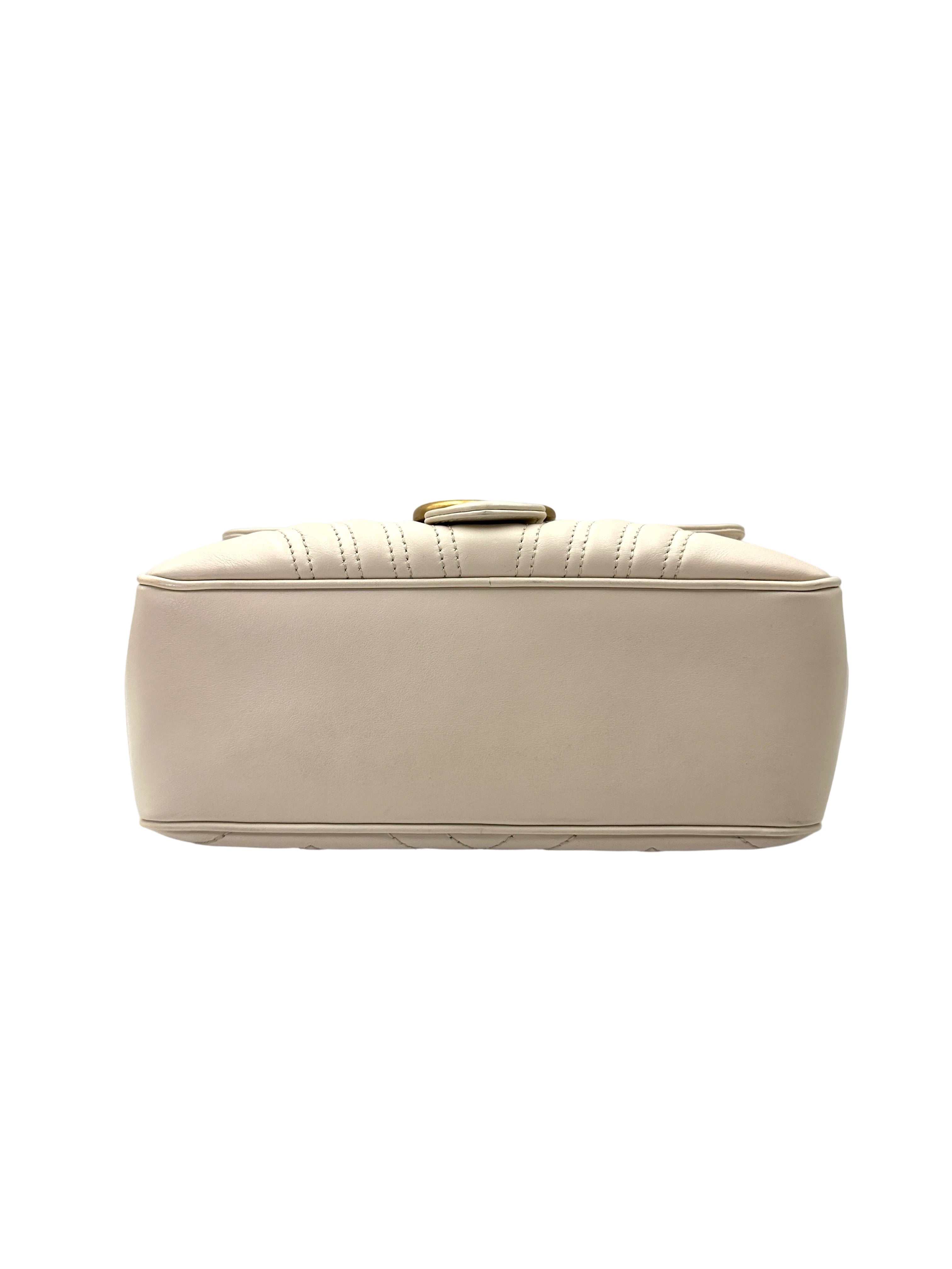 Gucci GG Marmont White Matelasse Leather Top Handle Bag GG1008