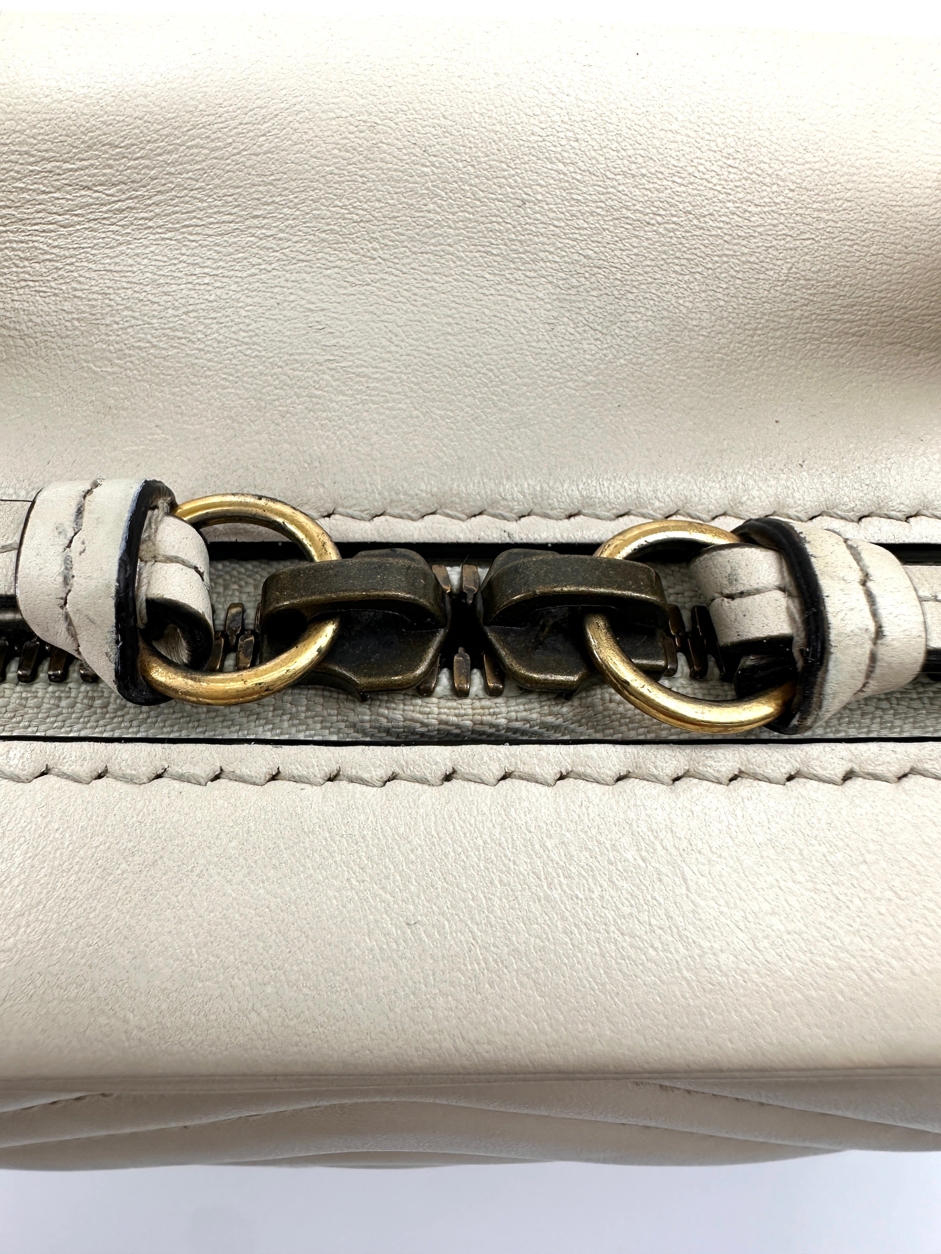 Gucci GG Marmont White Matelasse Leather Top Handle Bag GG1008
