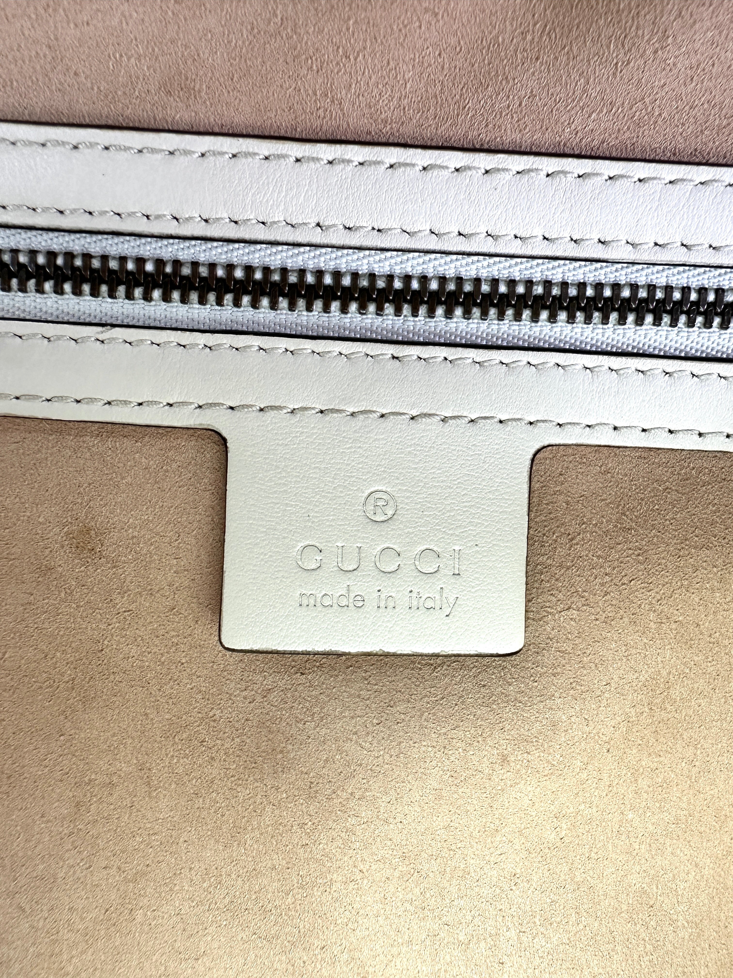 Gucci GG Marmont White Matelasse Leather Top Handle Bag GG1008