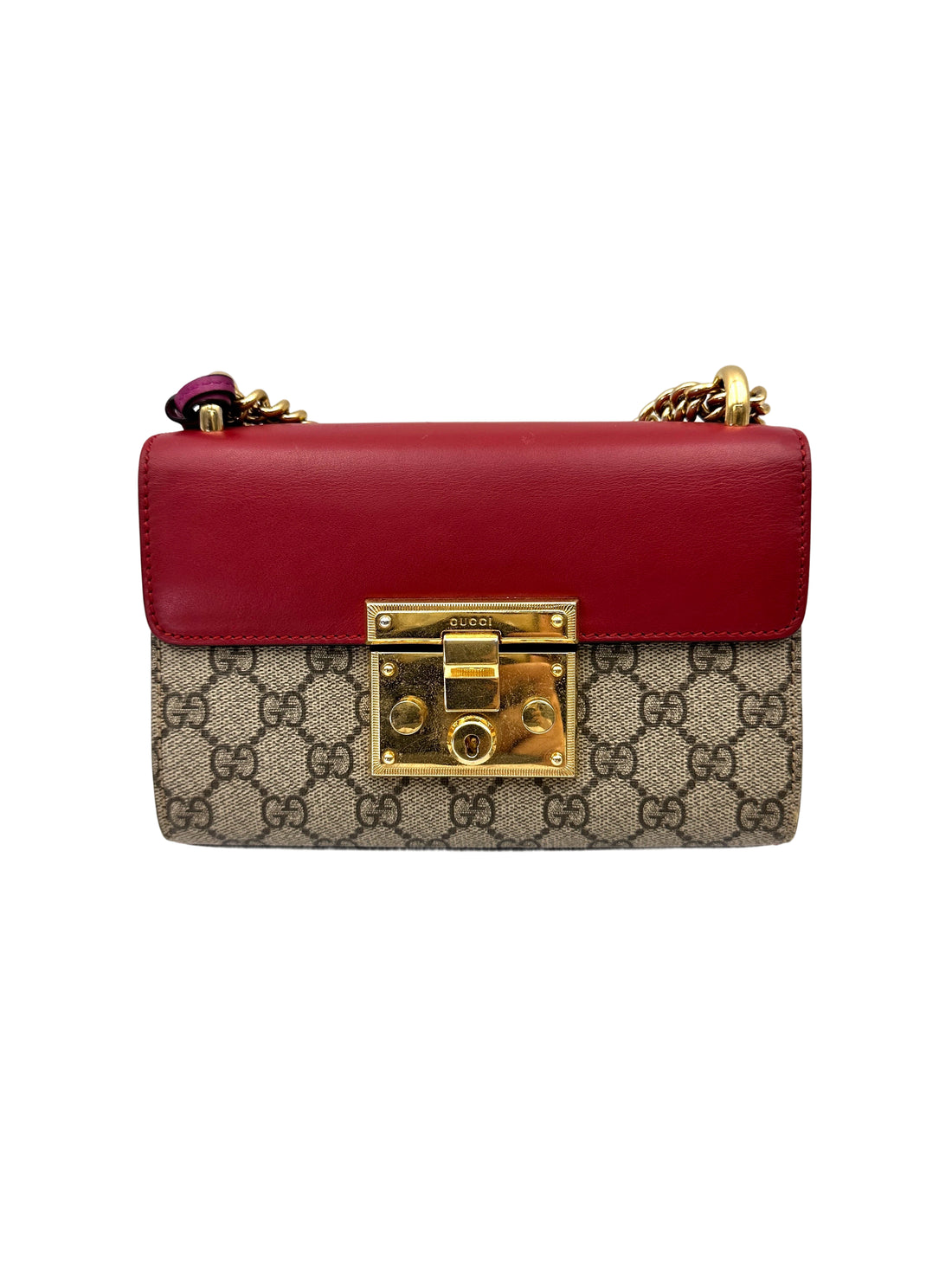 Gucci Padlock GG Canvas & Red Leather Small Size Shoulder Bag GG1011