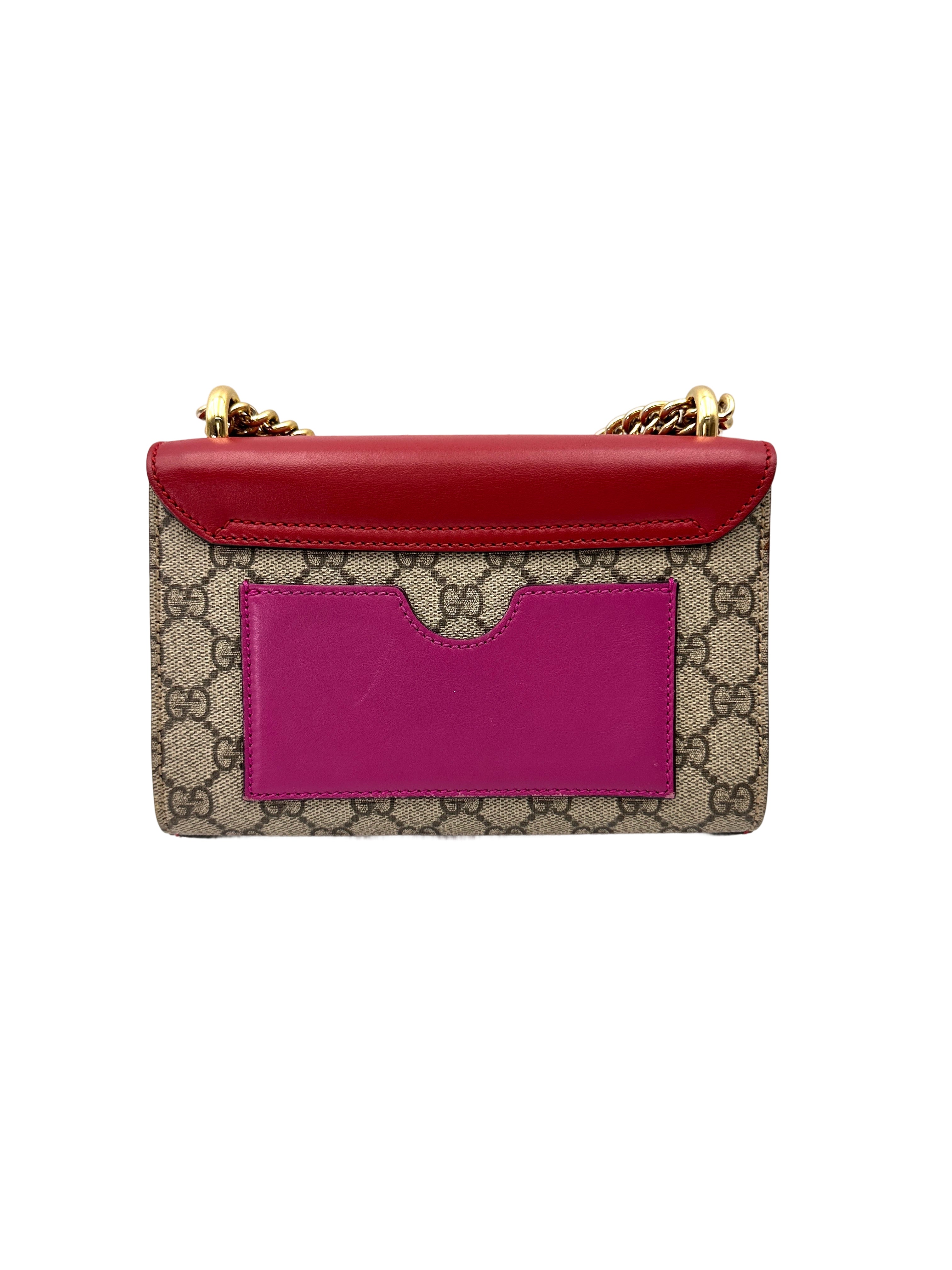Gucci Padlock GG Canvas & Red Leather Small Size Shoulder Bag GG1011