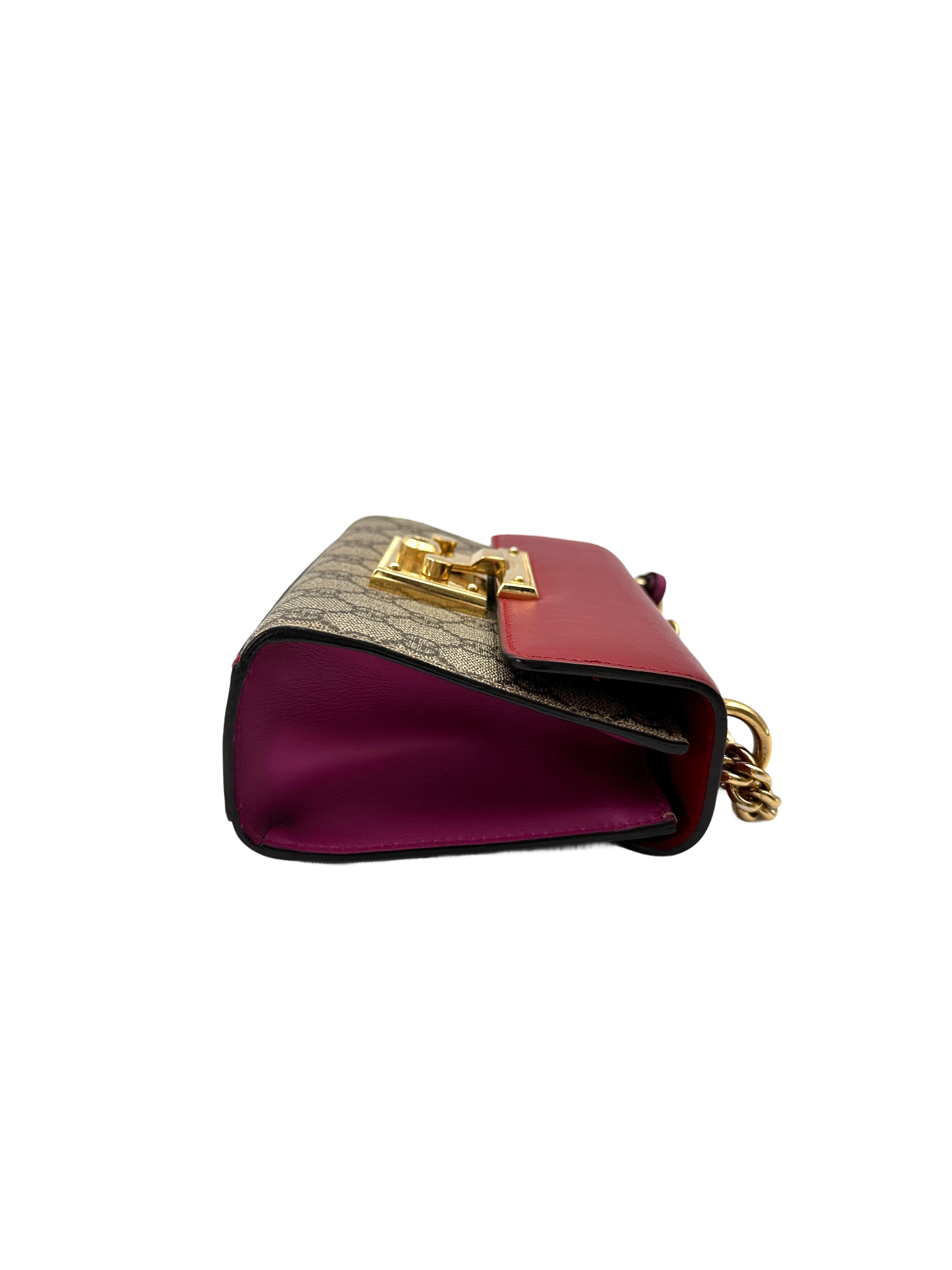 Gucci Padlock GG Canvas & Red Leather Small Size Shoulder Bag GG1011