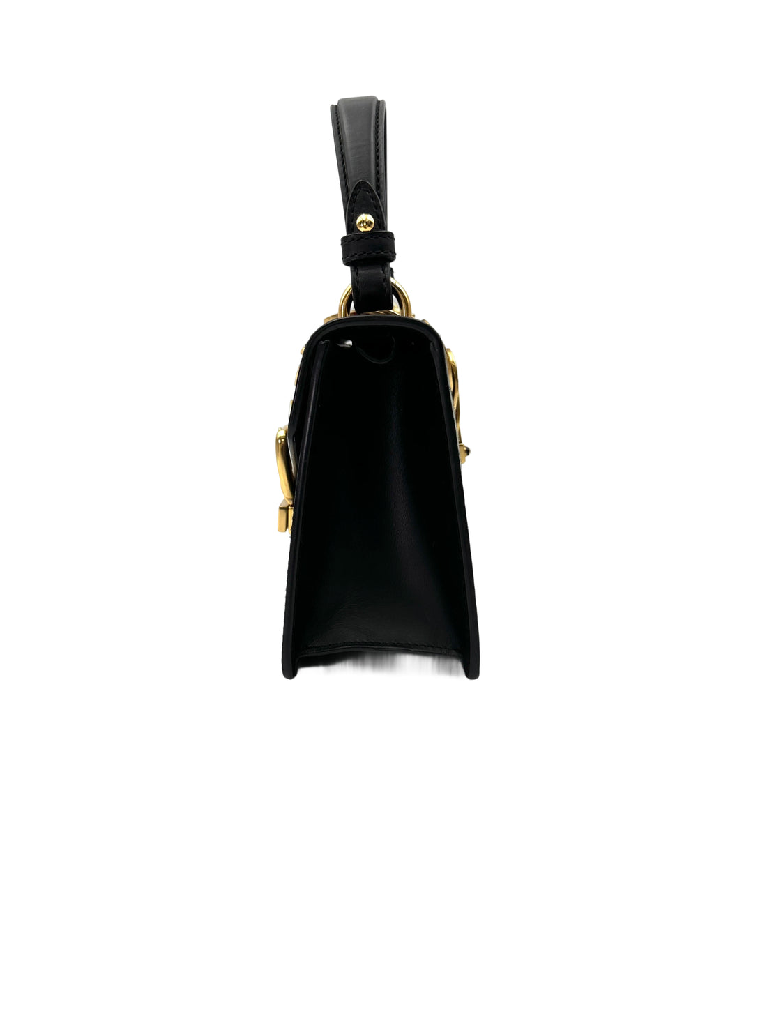 Gucci Sylvie Black Leather Small Size Top Handle Bag GG1022