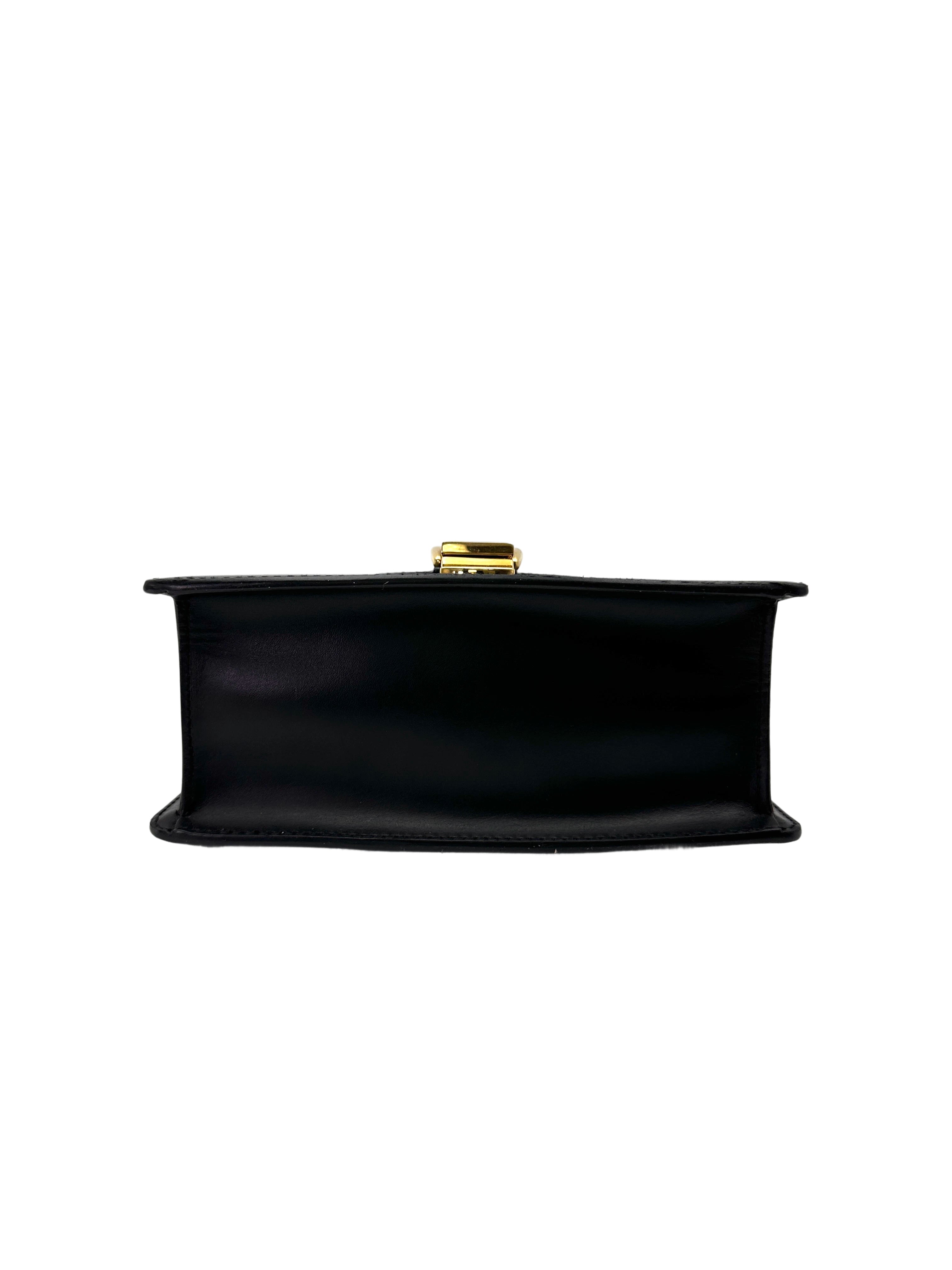 Gucci Sylvie Black Leather Small Size Top Handle Bag GG1022