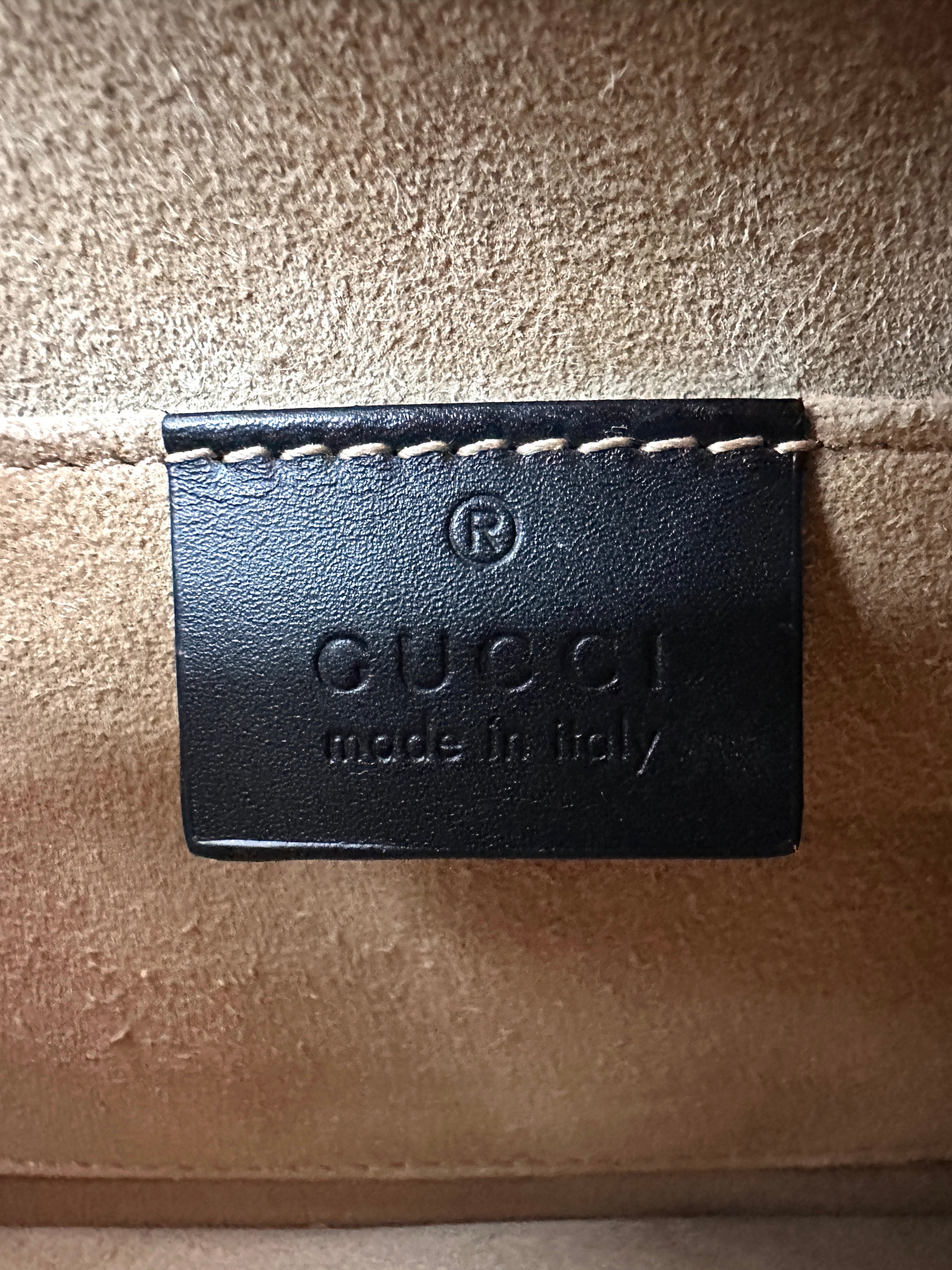 Gucci Sylvie Black Leather Small Size Top Handle Bag GG1022