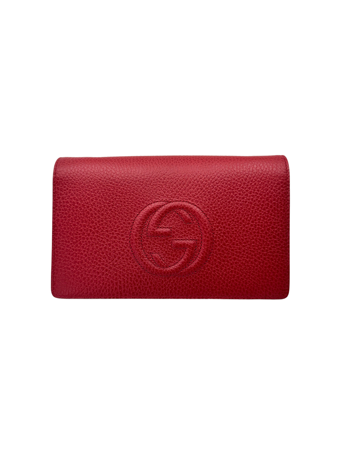 Gucci GG Marmont Red Leather Wallet On Chain GG1015