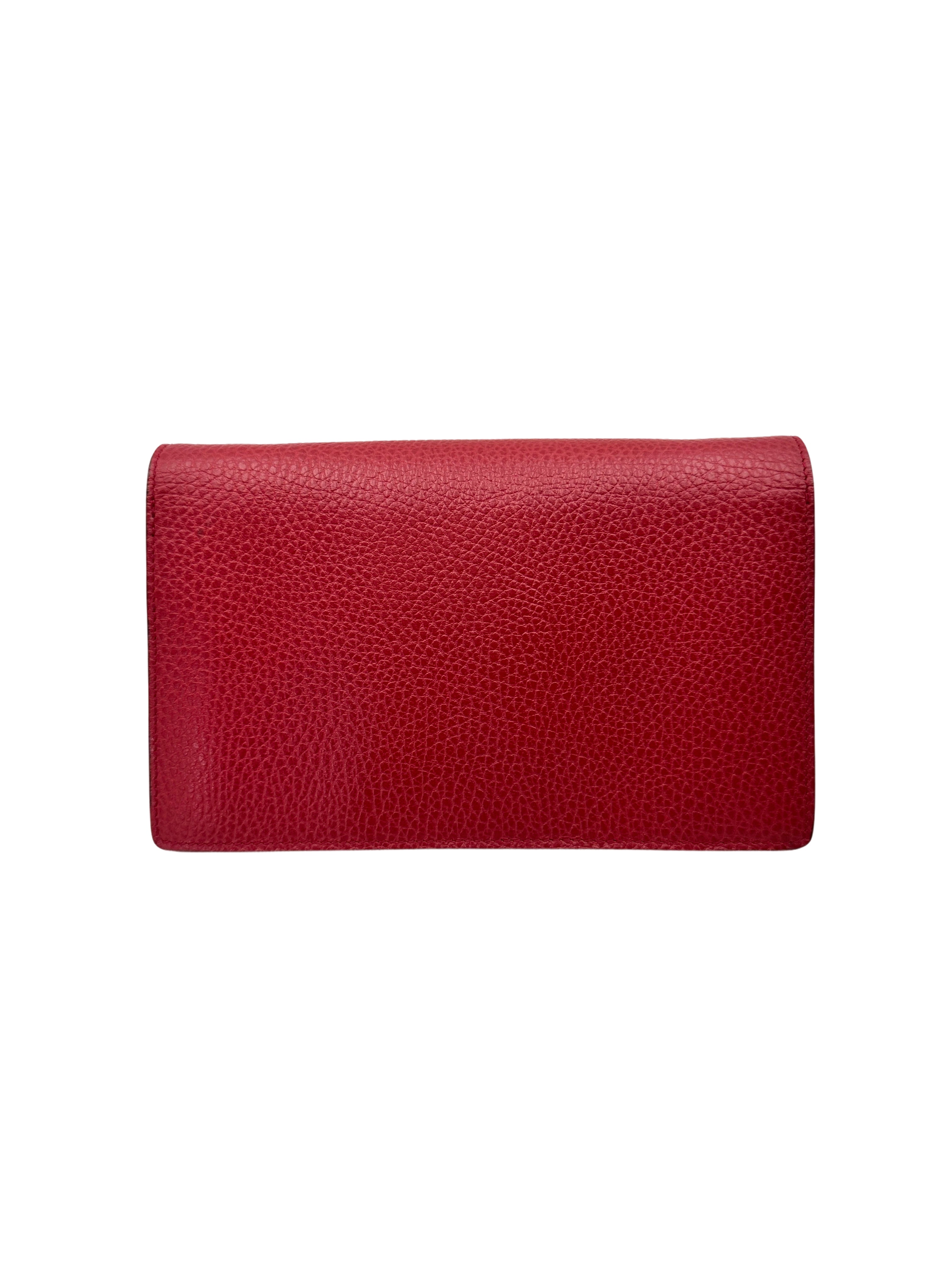 Gucci GG Marmont Red Leather Wallet On Chain GG1015