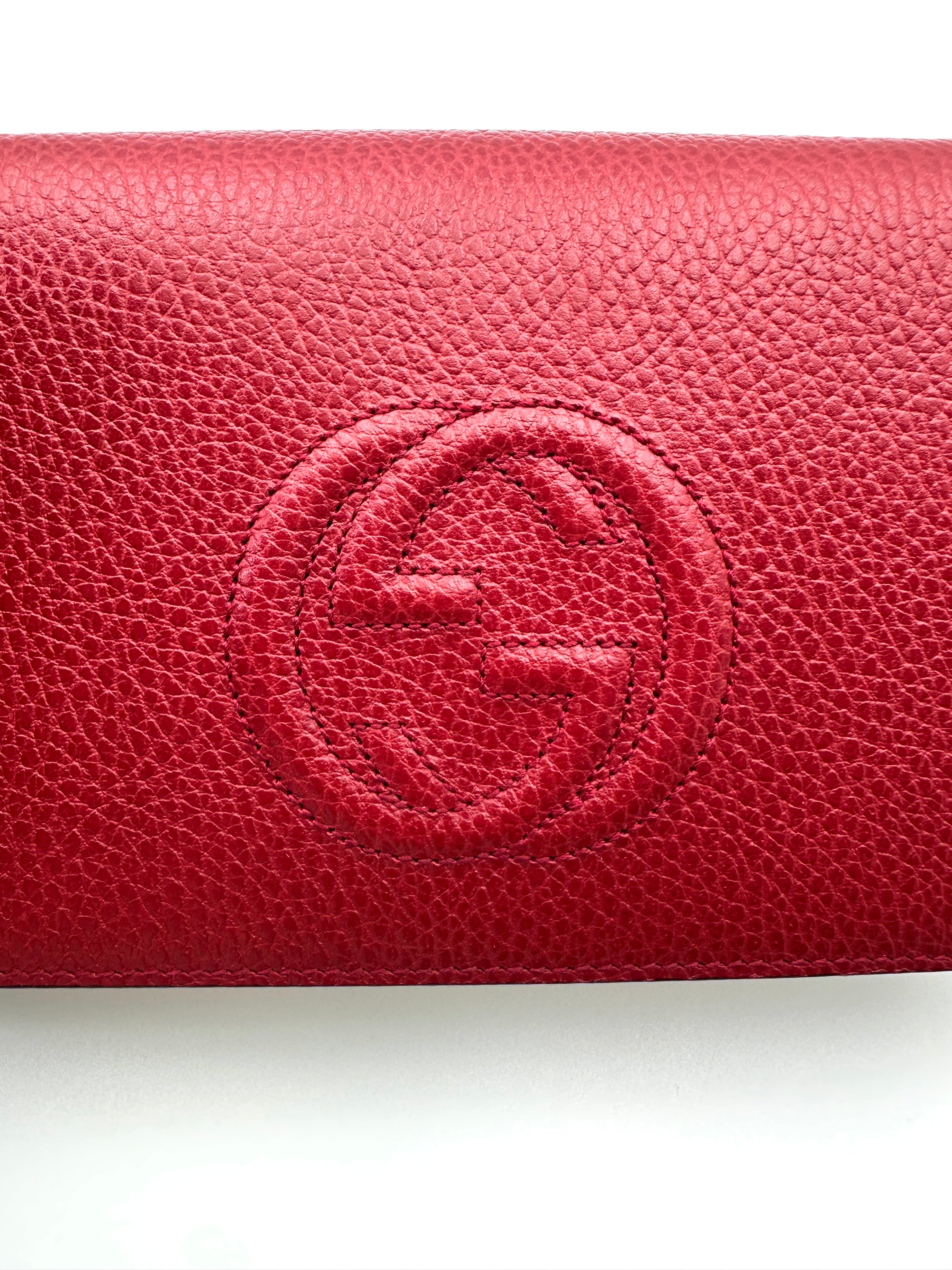Gucci GG Marmont Red Leather Wallet On Chain GG1015