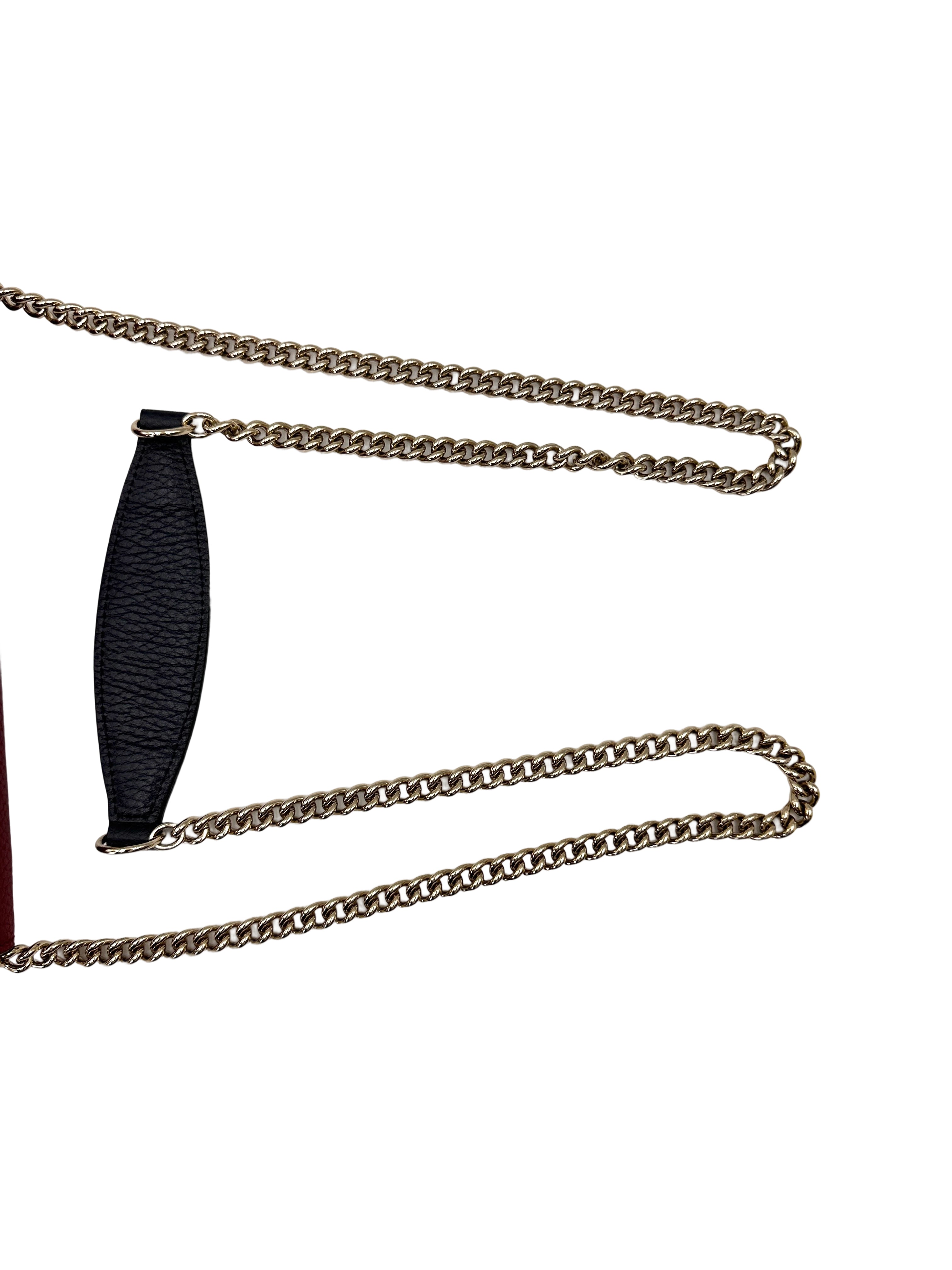 Gucci GG Marmont Red Leather Wallet On Chain GG1015
