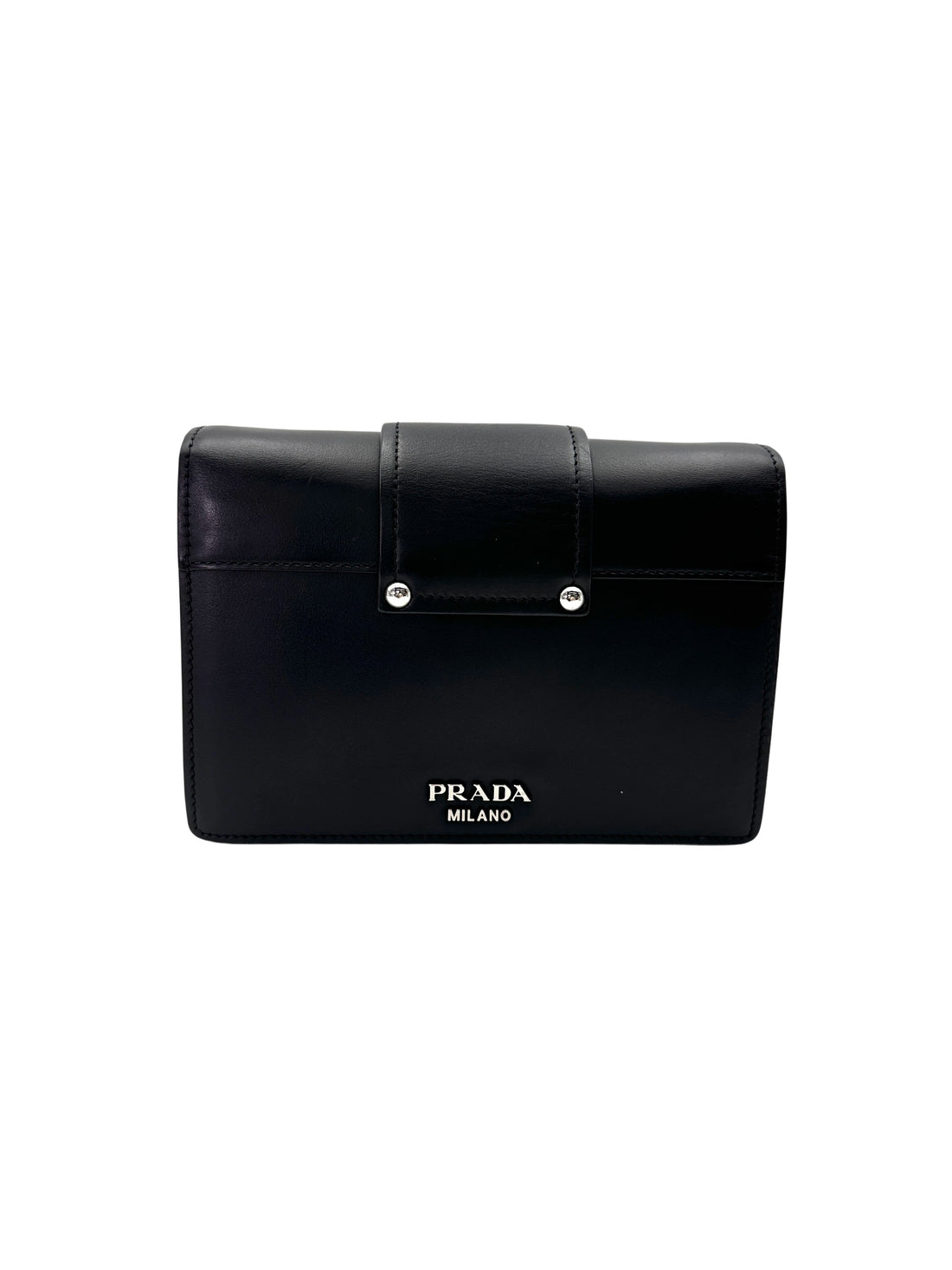 Prada Plex Ribbon Black Leather Shoulder Bag PR352