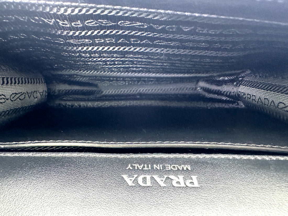 Prada Plex Ribbon Black Leather Shoulder Bag PR352