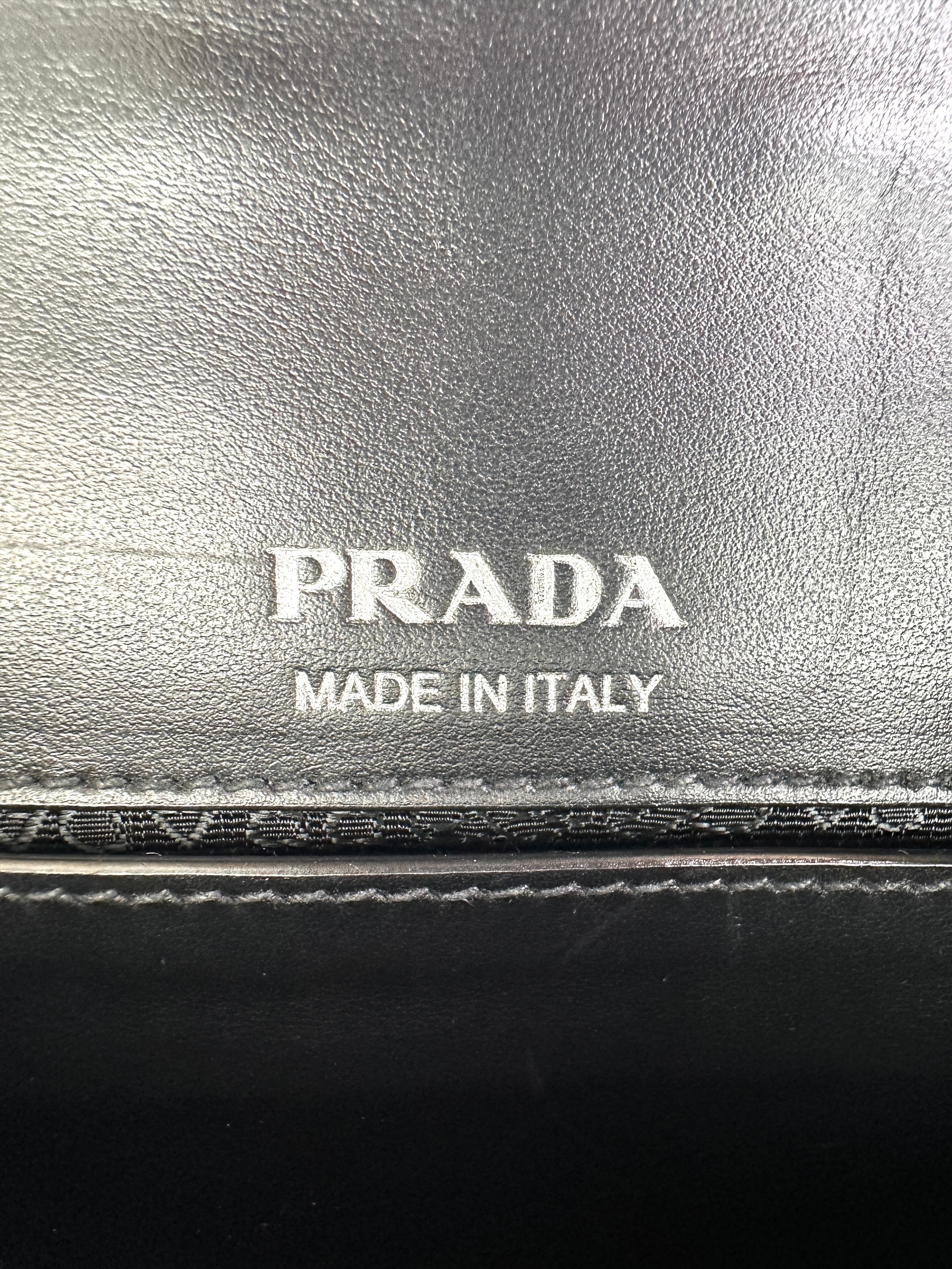 Prada Plex Ribbon Black Leather Shoulder Bag PR352