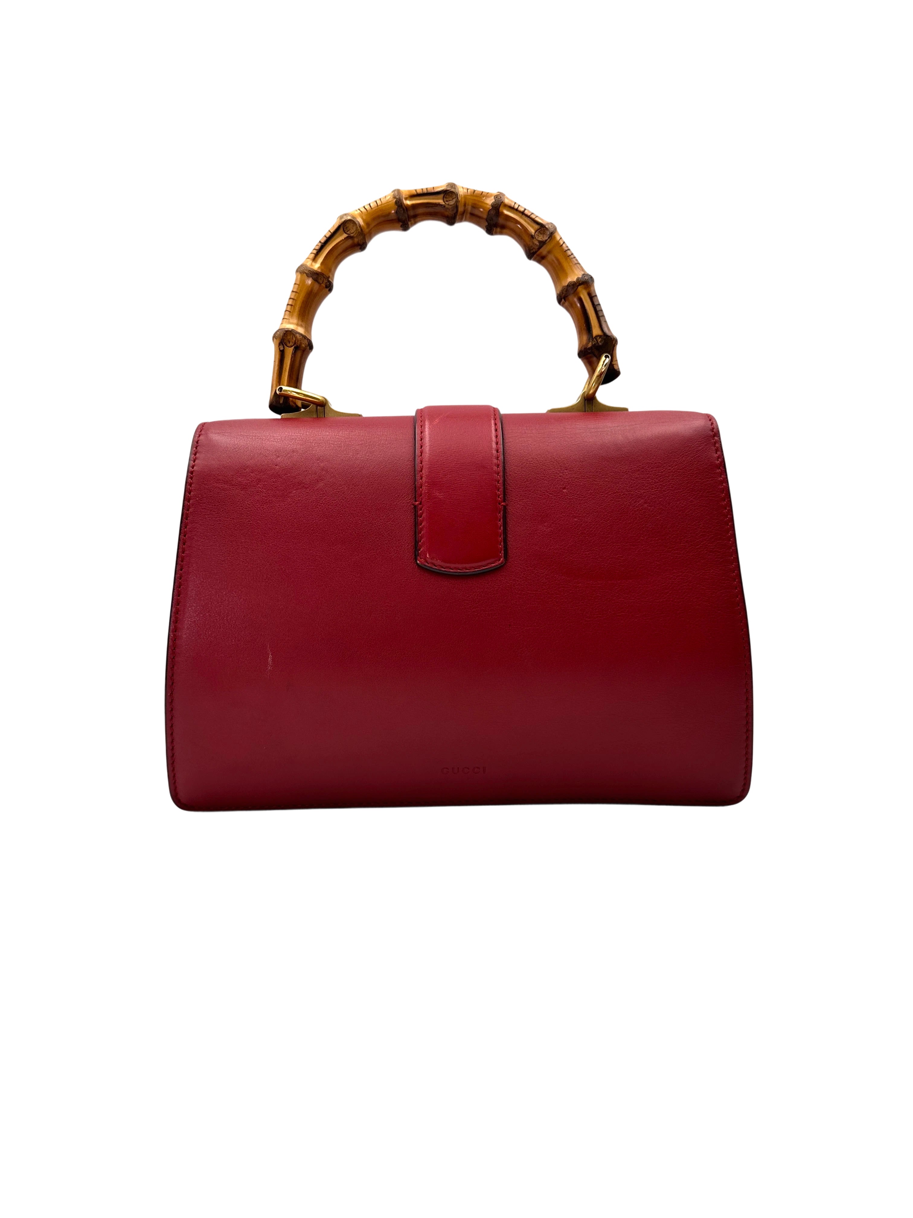 Gucci Dionysus Red/Beige Leather Bamboo Top Handle Bag GG1010