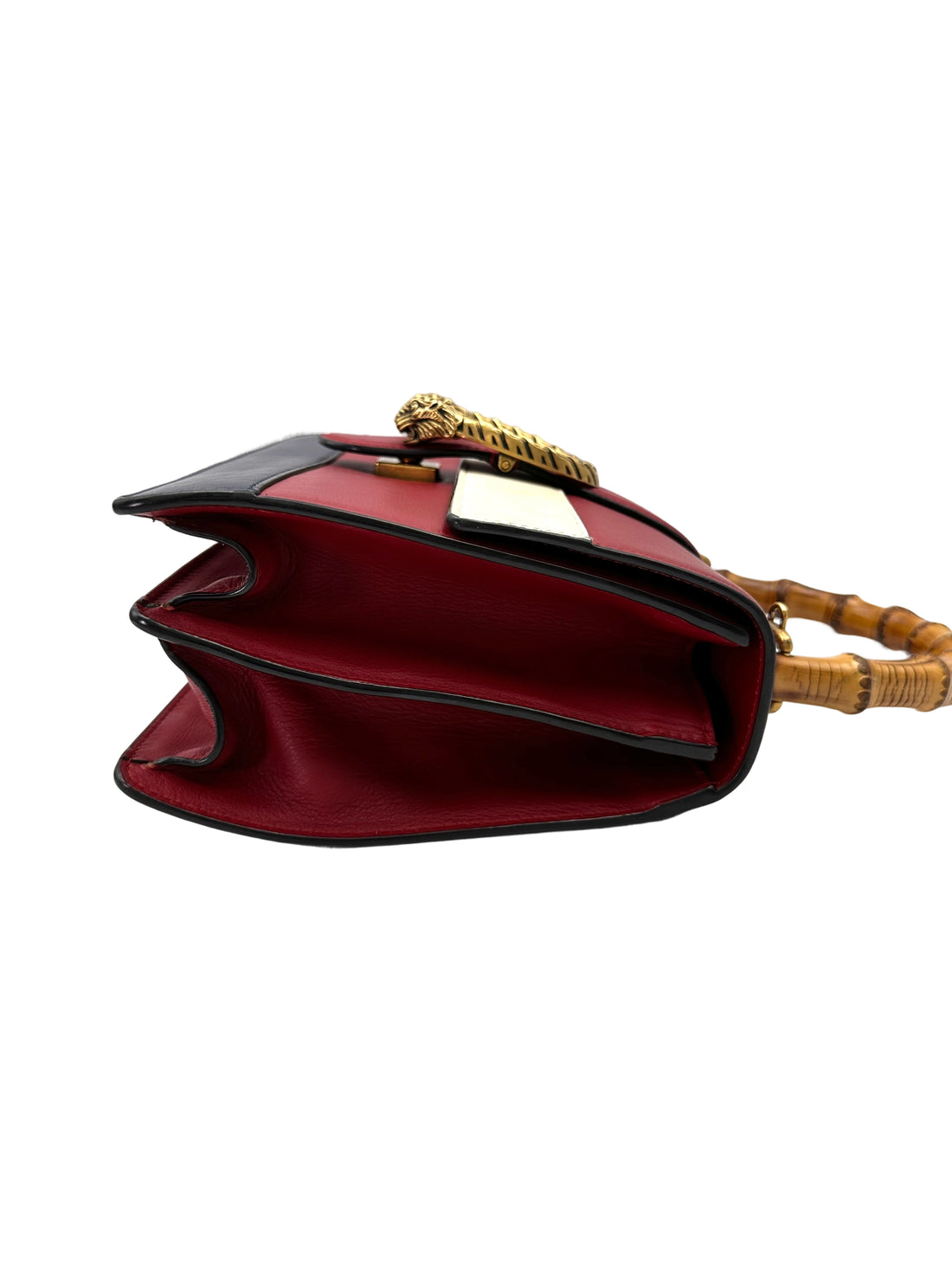 Gucci Dionysus Red/Beige Leather Bamboo Top Handle Bag GG1010