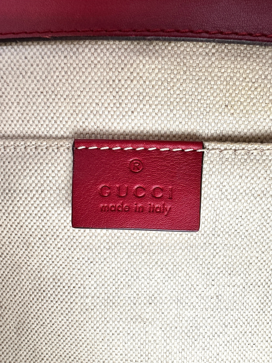 Gucci Dionysus Red/Beige Leather Bamboo Top Handle Bag GG1010