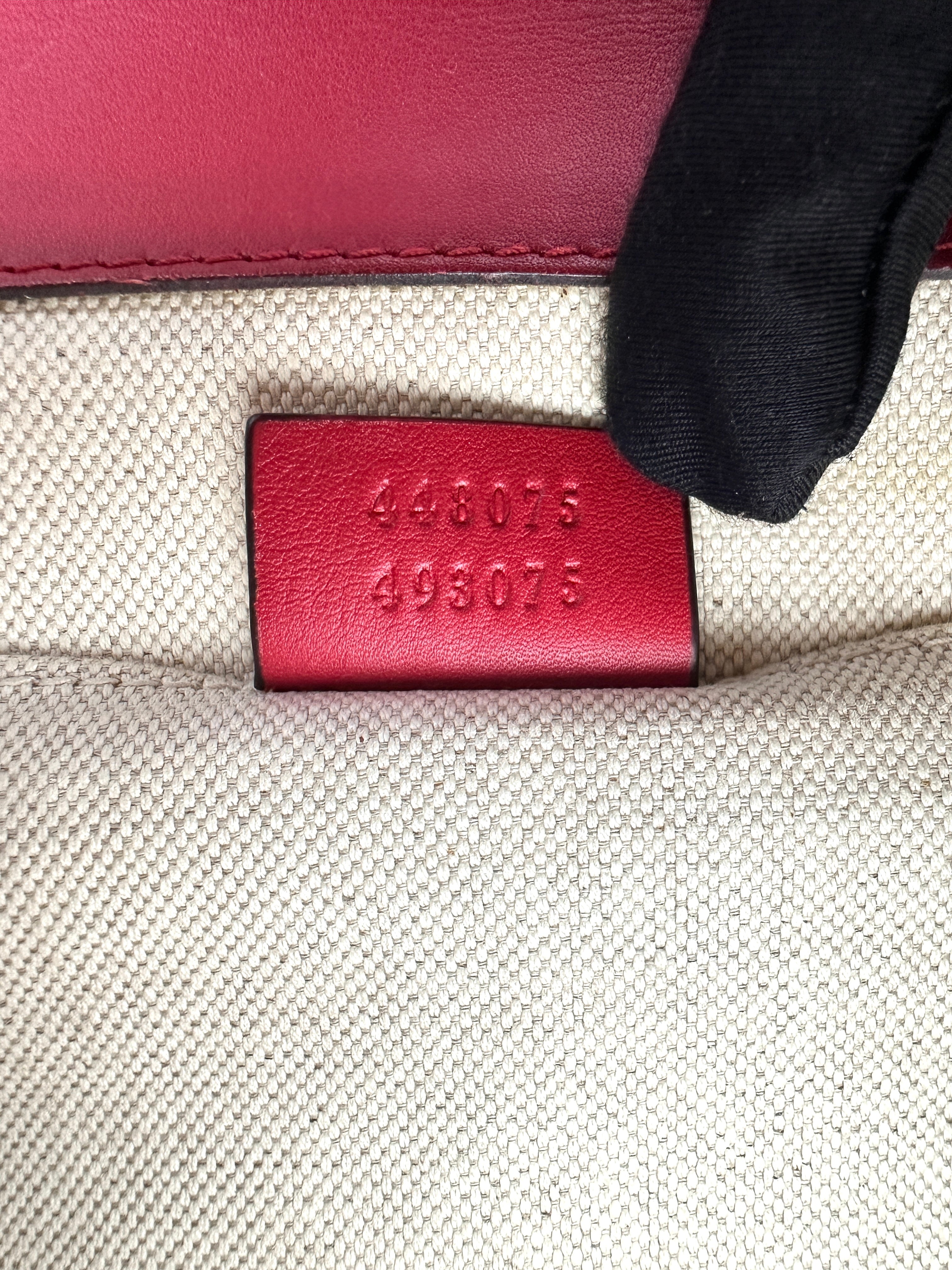 Gucci Dionysus Red/Beige Leather Bamboo Top Handle Bag GG1010
